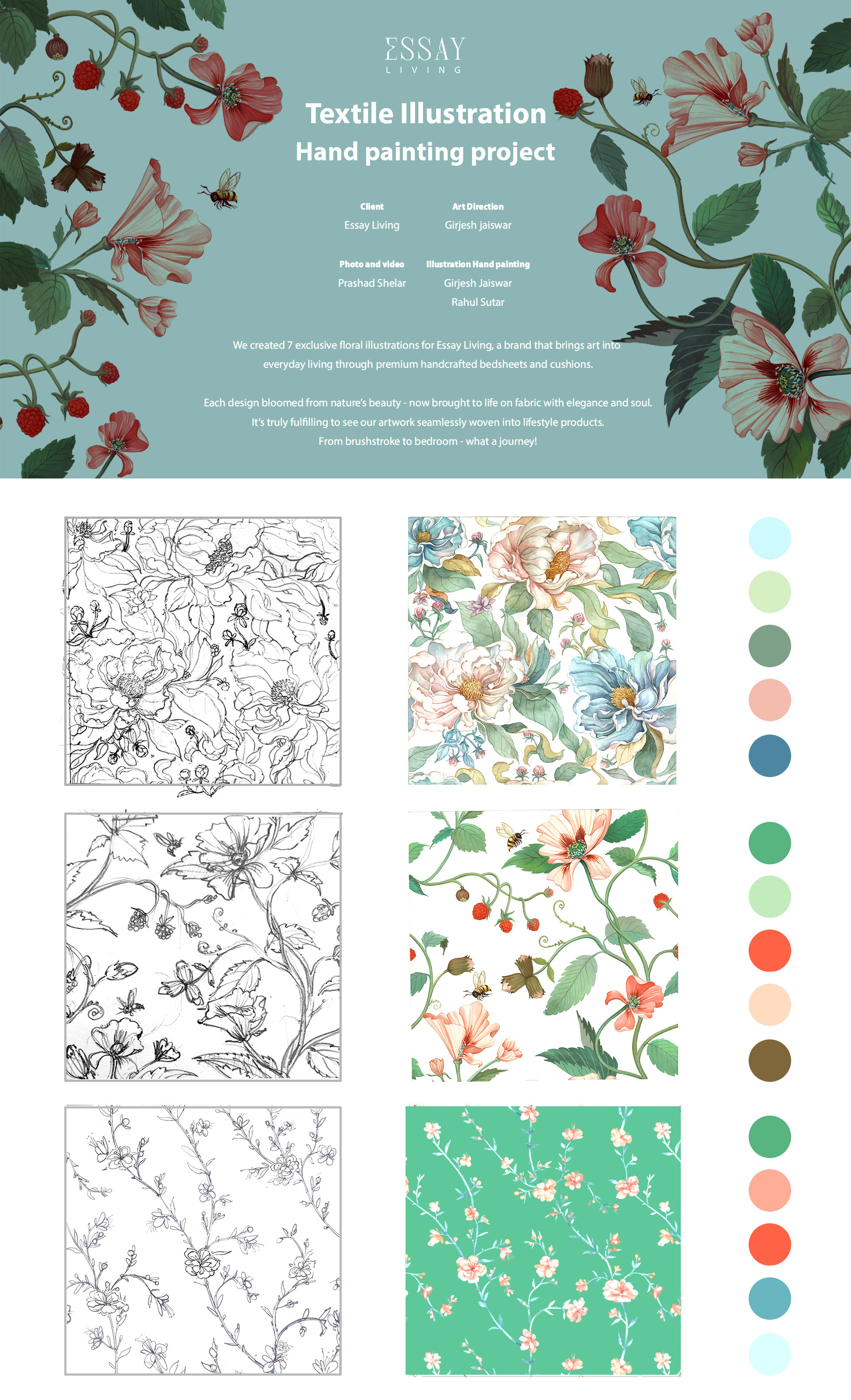 Textile design, watercolour art, illustration