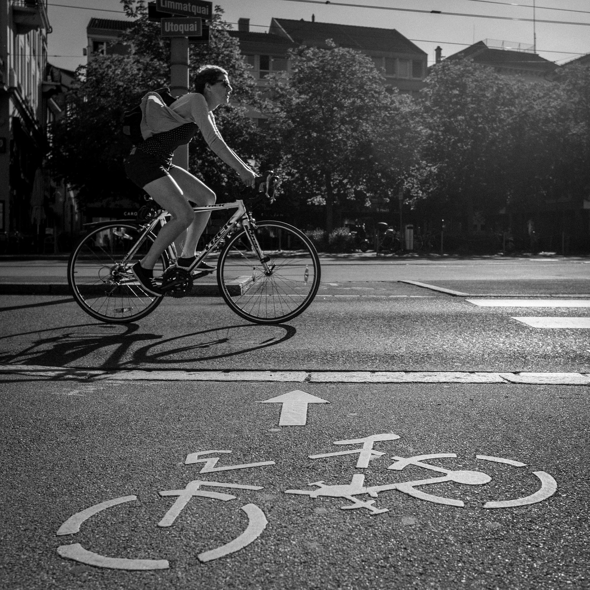 Bike path in Zurich, Switzerland
