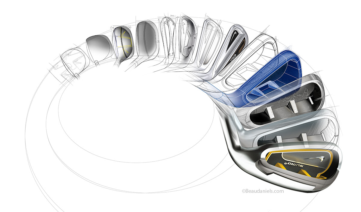 Golf magazine editorial illustrations, cutaway golf cart, range finder, golf ball washer, golf ball picker, exploded irons, cutaway and exploded golf shoes, Mitchell golf adjusting machine, core testing machine, toro golf aerator machine, GC golf tracker, Toro golf aeration machine, hole cutter, Faro mapping devise, Taylor truss putter, Whoop instrument