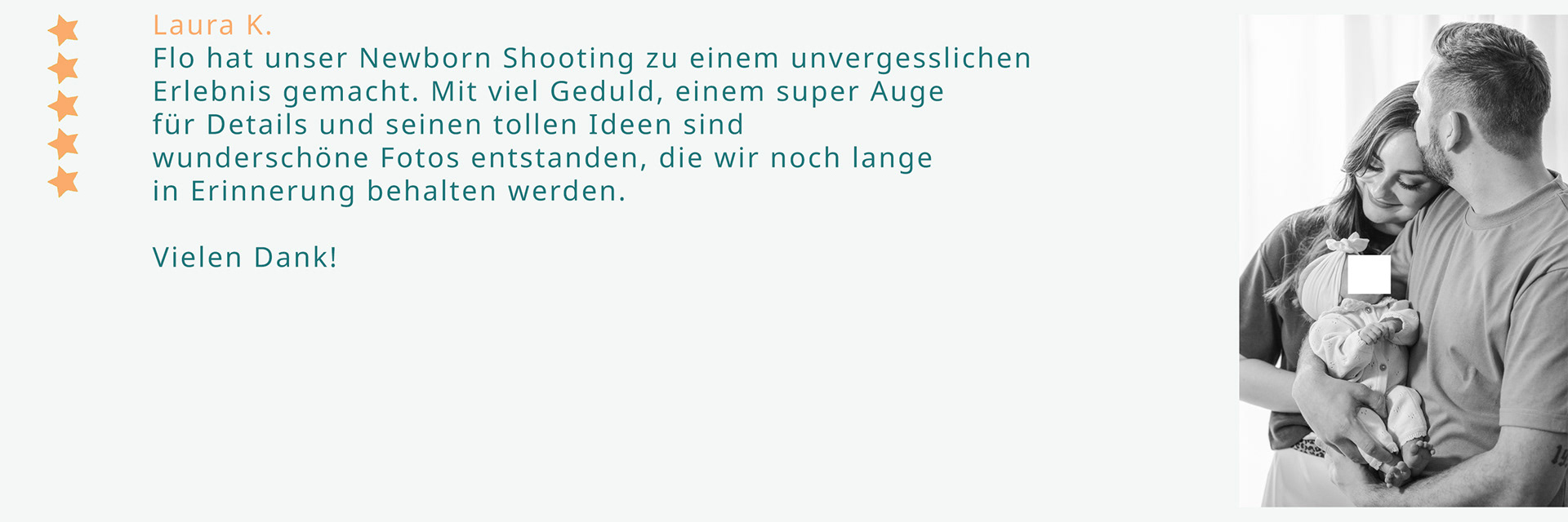 5 Sterne Bewertung zu Newbornfotografie von Flo Steinweg Photography
