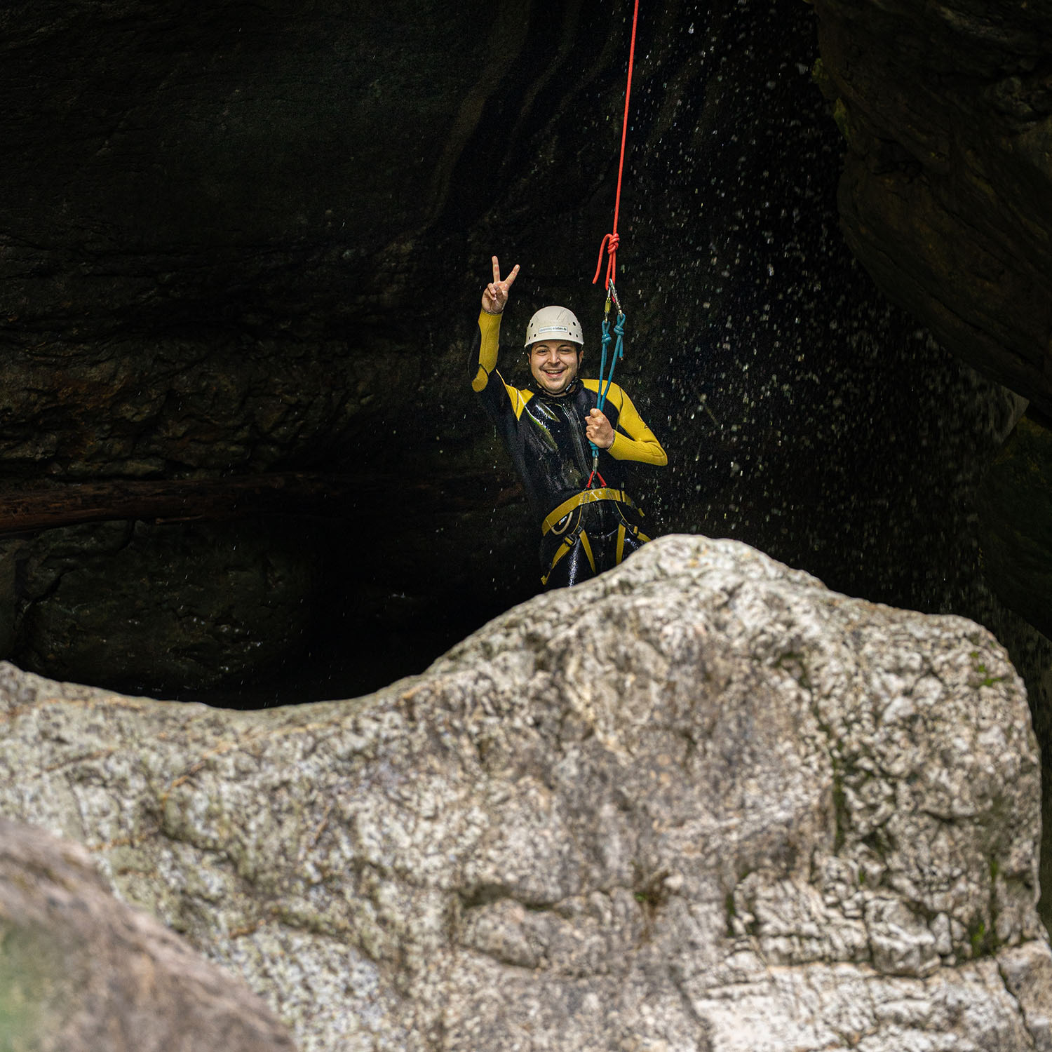 Actionfotografie beim Canyoning im Allgäu
