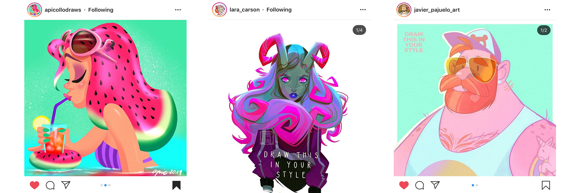 Original artists DTIYS: Alex Pick, Lara Carson, and Javier Pajuelo