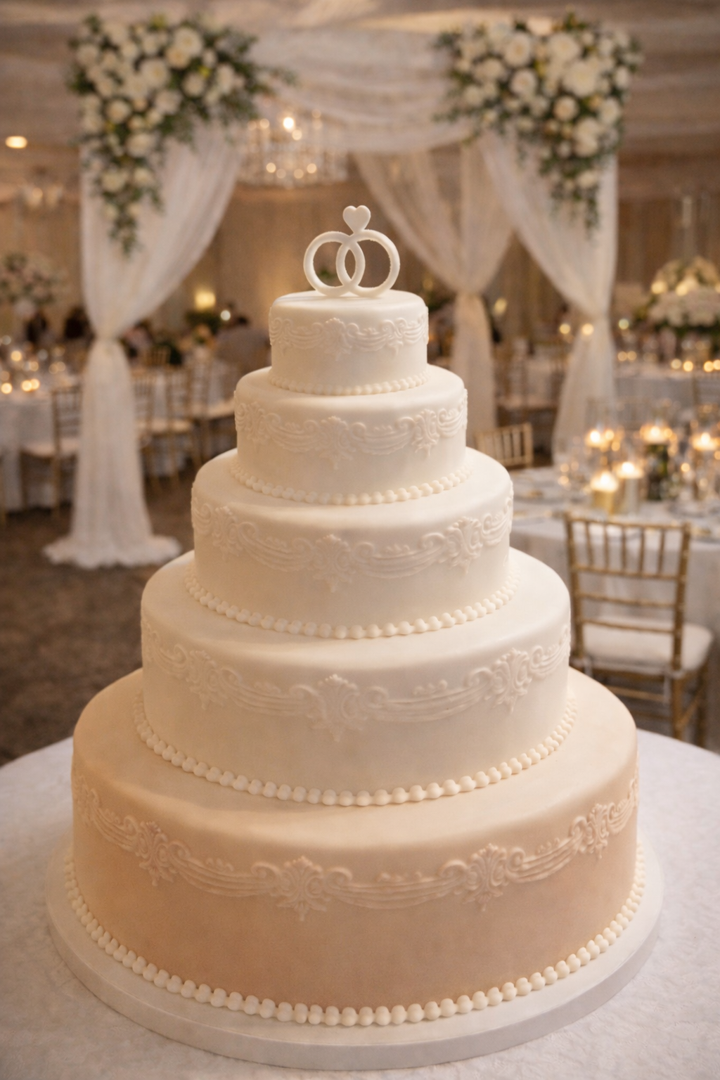 Our Wedding Cake Keepsake, designed for elegant gift-giving, can also be beautifully displayed as a cake topper.