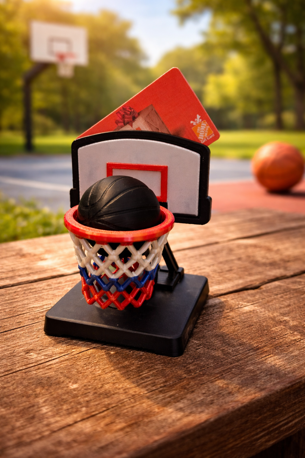 Score big with a keepsake that’s both fun and meaningful. This mini basketball hoop display turns a simple gift card into a memorable gift, complete with a detailed hoop, net, and ball. A discreet slot at the top holds your gift card, making it perfect for Father’s Day, birthdays, or any sports lover. It’s a gift that lasts even after the card is used.