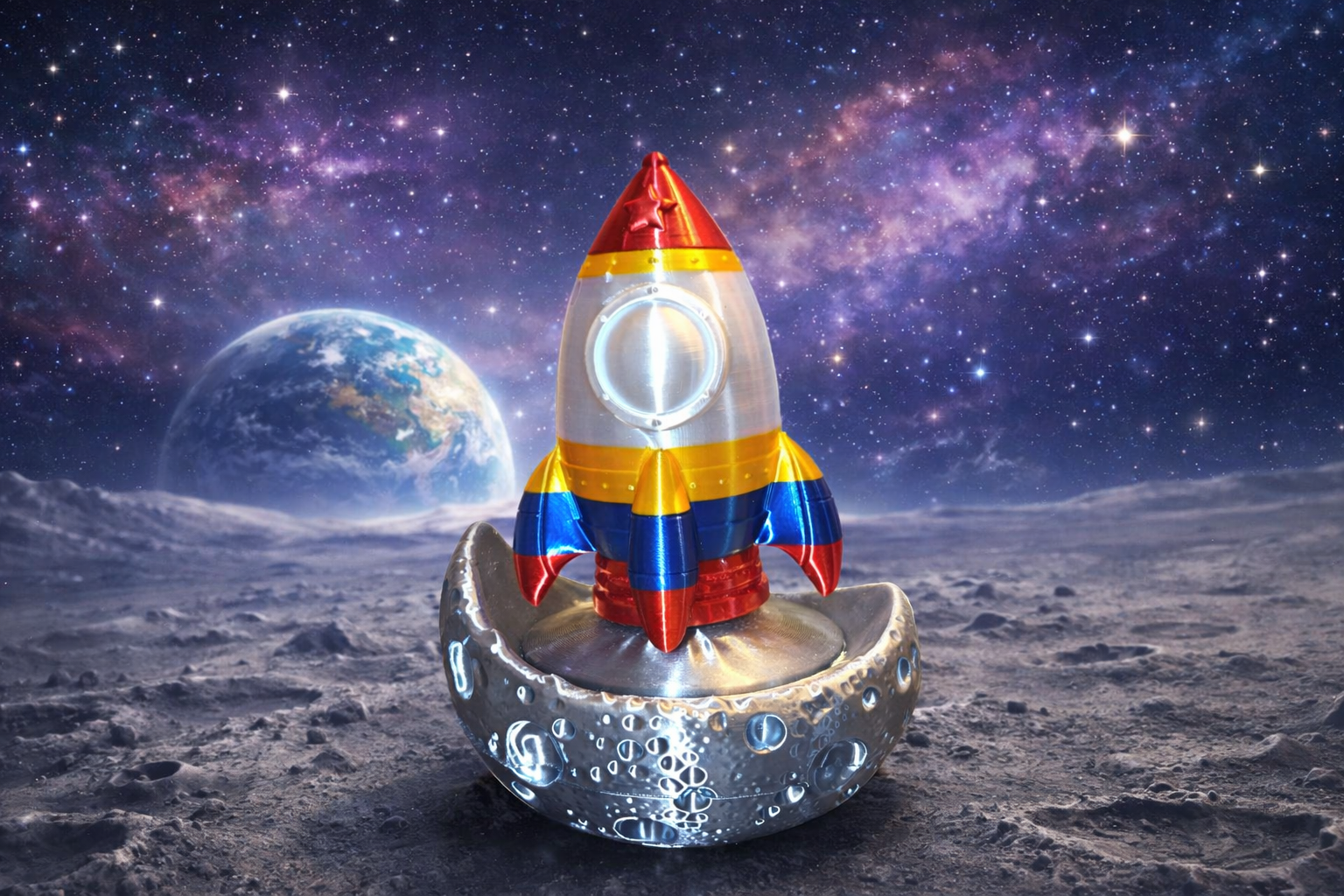 Take their birthday celebration to the stars. This charming Rocket on the Moon Keepsake captures the magic of space exploration with a vibrant rocket ready for liftoff. Perfect for space-themed birthdays, it transforms a simple gift into an exciting cosmic adventure.