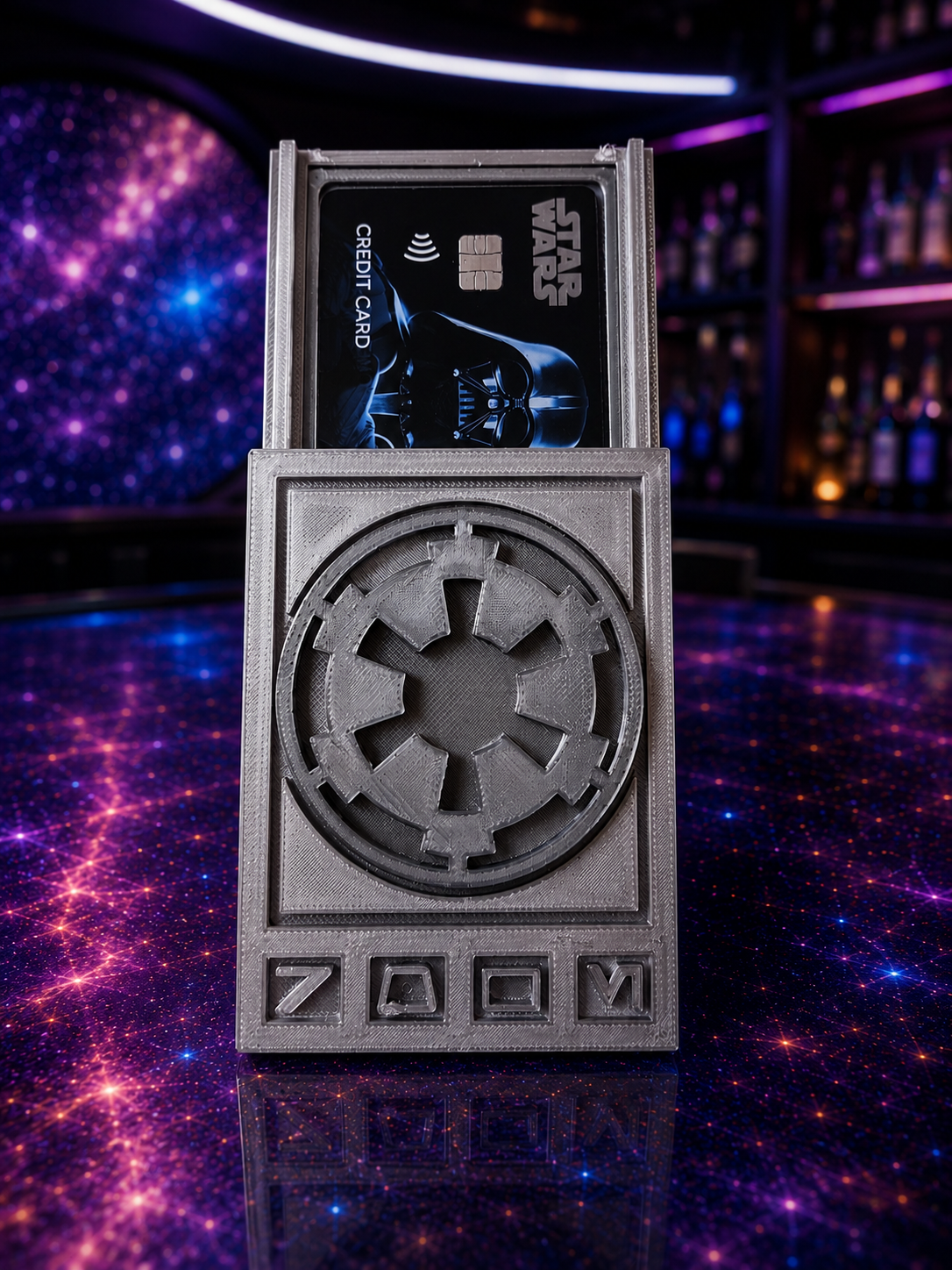 Harness the power of the Dark Side with this iconic galactic credit keepsake, designed to secretly hold your credit card safely and securely inside. With a simple tap, you can make touchless purchases at any register—giving every transaction a subtle sense of Imperial power. A perfect fusion of collectible design and everyday functionality for fans who appreciate the finer details of the galaxy.