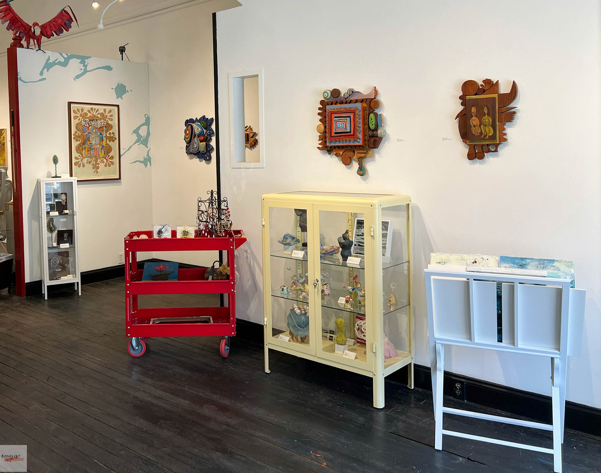 Installation view of Stillness: Sonja Sweterlitsch and Lynne Feinberg, BoxHeart Gallery, 2026.