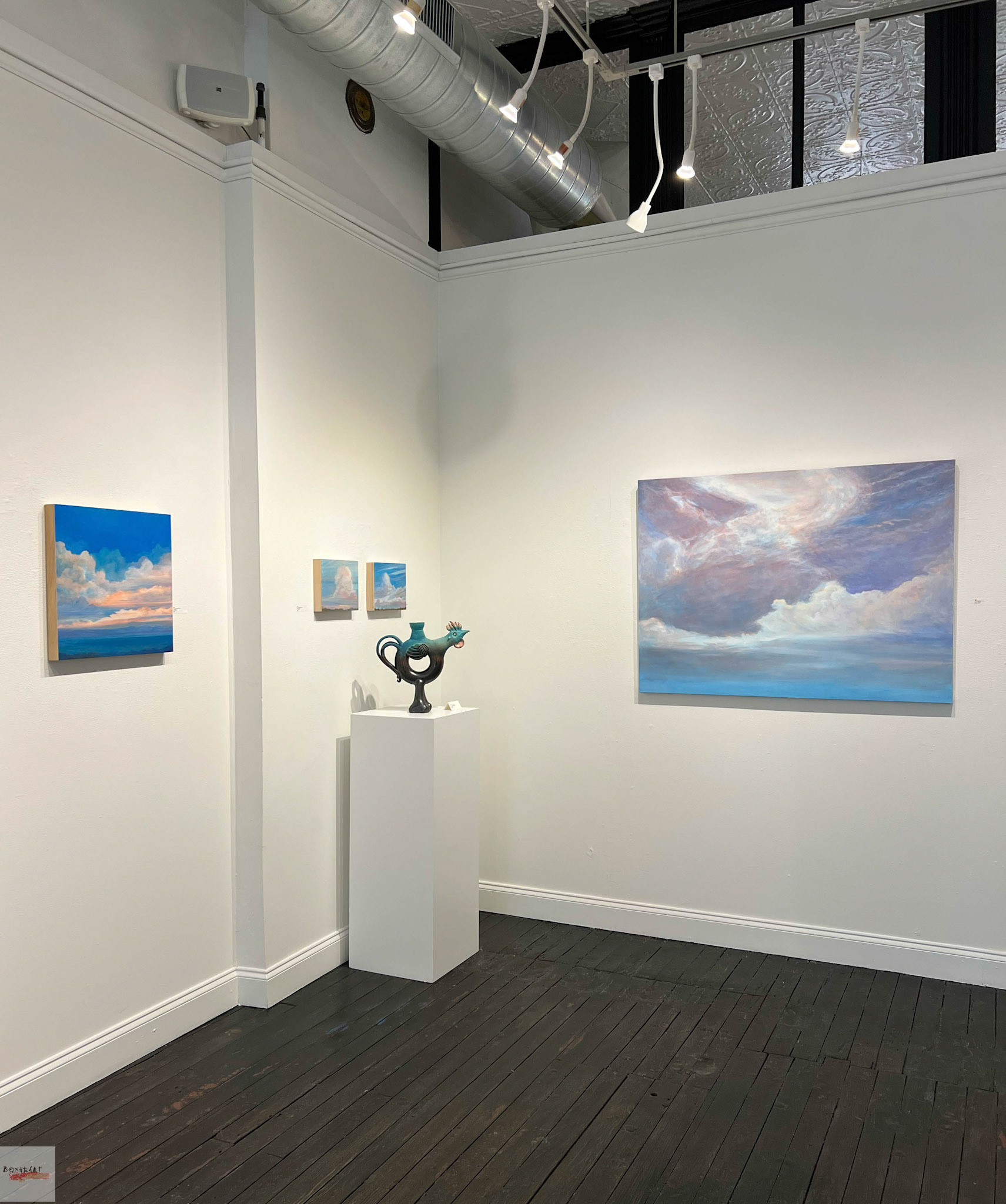 Installation view of Stillness: Sonja Sweterlitsch and Lynne Feinberg, BoxHeart Gallery, 2026.