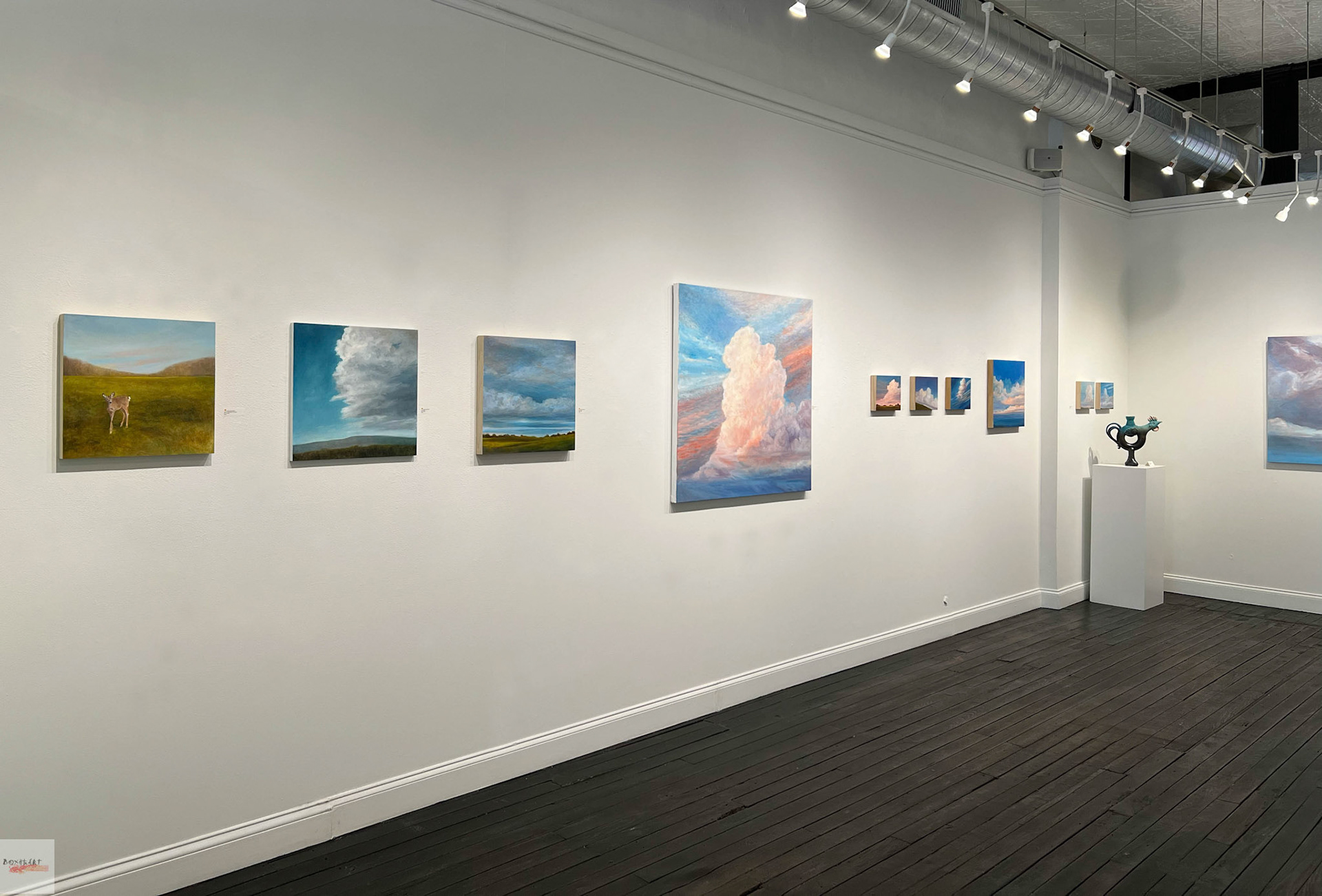 Installation view of Stillness: Sonja Sweterlitsch and Lynne Feinberg, BoxHeart Gallery, 2026.