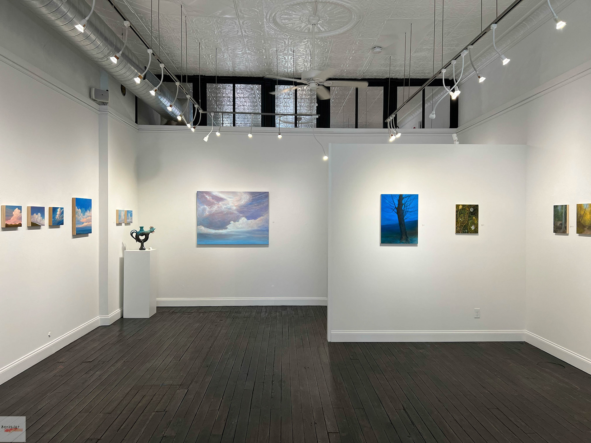 Installation view of Stillness: Sonja Sweterlitsch and Lynne Feinberg, BoxHeart Gallery, 2026.