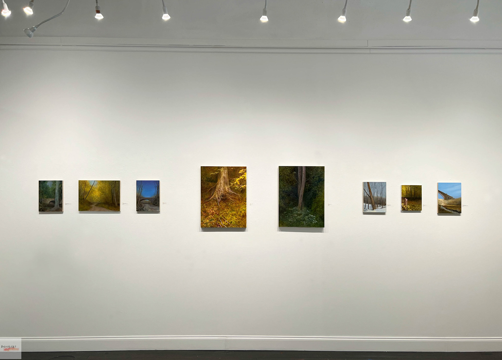 Installation view of Stillness: Sonja Sweterlitsch and Lynne Feinberg, BoxHeart Gallery, 2026.