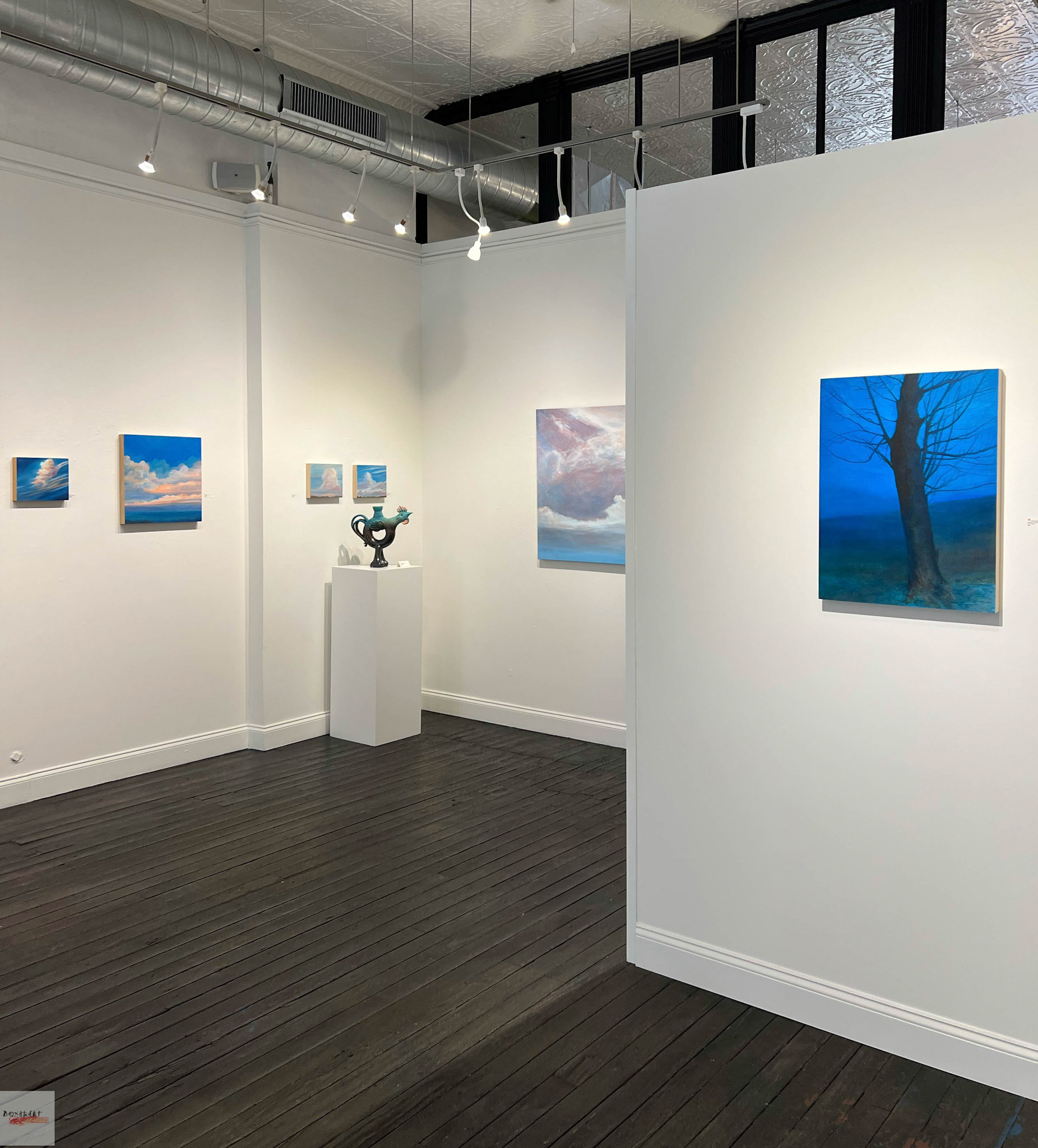 Installation view of Stillness: Sonja Sweterlitsch and Lynne Feinberg, BoxHeart Gallery, 2026.