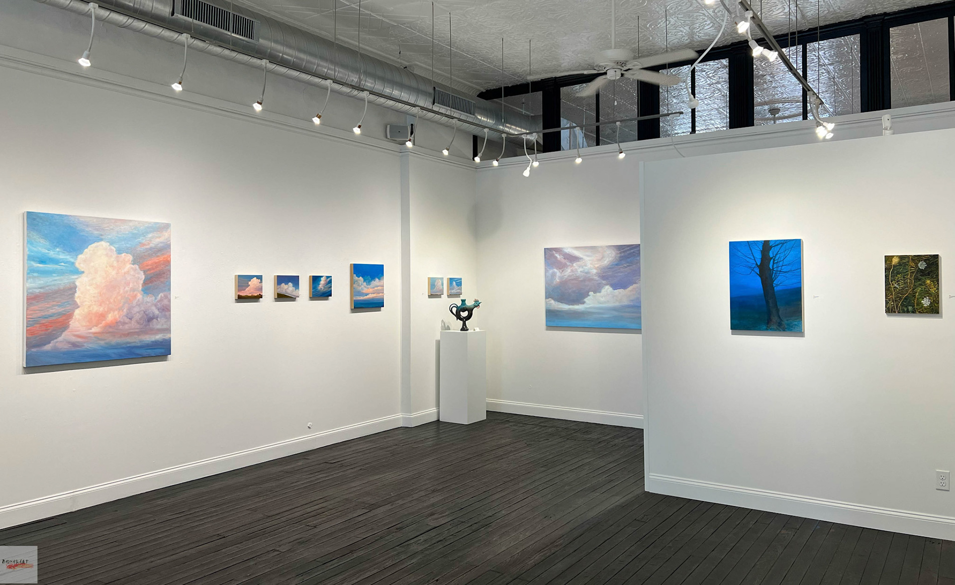 Installation view of Stillness: Sonja Sweterlitsch and Lynne Feinberg, BoxHeart Gallery, 2026.