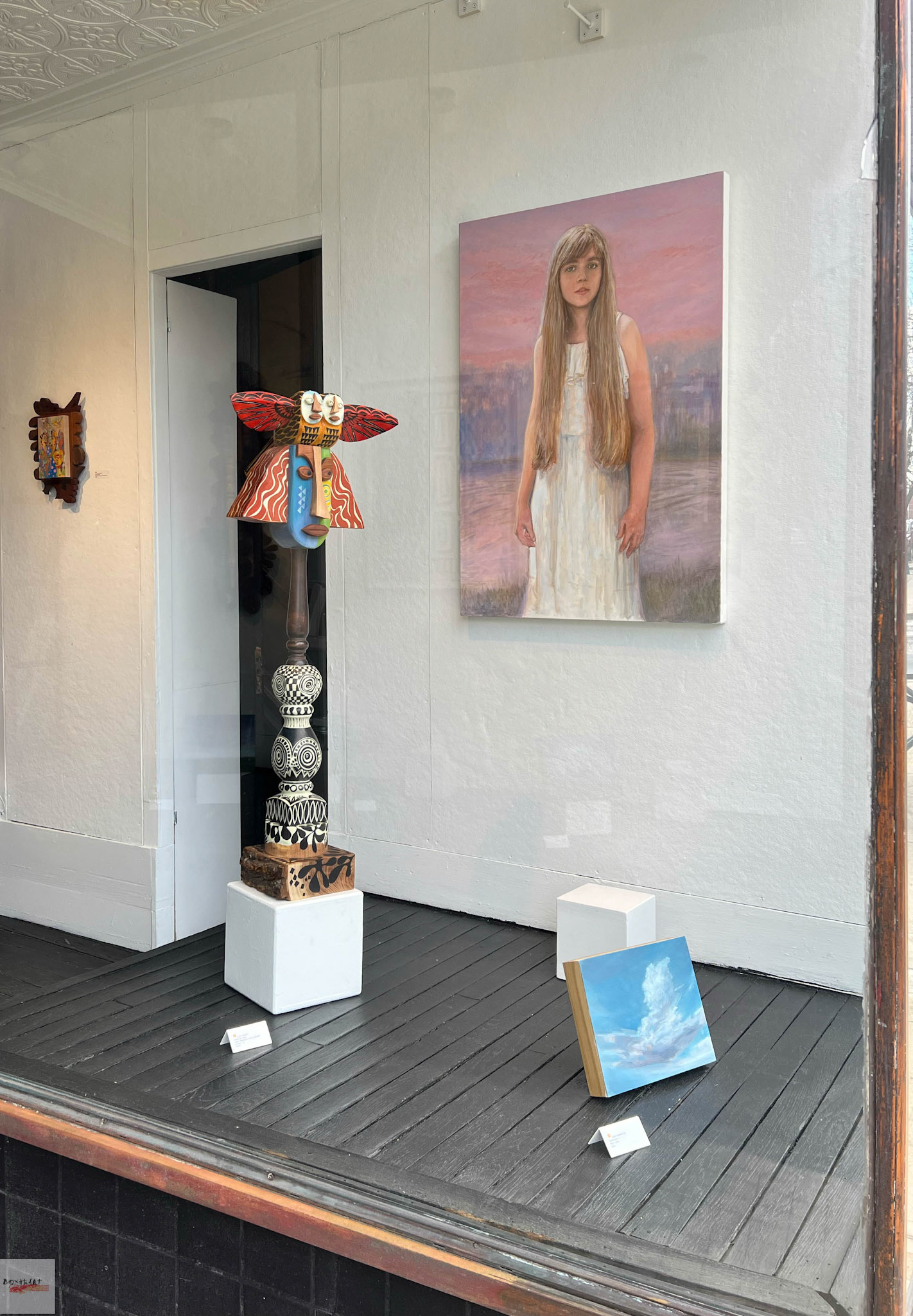 Installation view of Stillness: Sonja Sweterlitsch and Lynne Feinberg, BoxHeart Gallery, 2026.