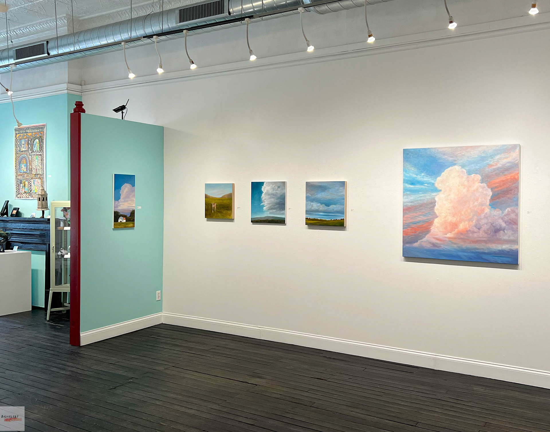 Installation view of Stillness: Sonja Sweterlitsch and Lynne Feinberg, BoxHeart Gallery, 2026.