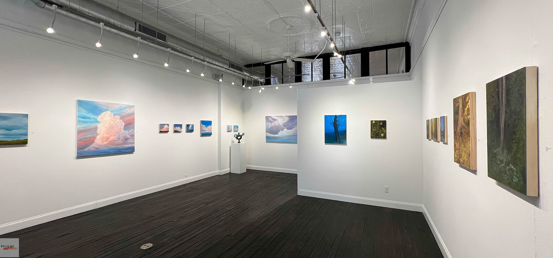 Installation view of Stillness: Sonja Sweterlitsch and Lynne Feinberg, BoxHeart Gallery, 2026.