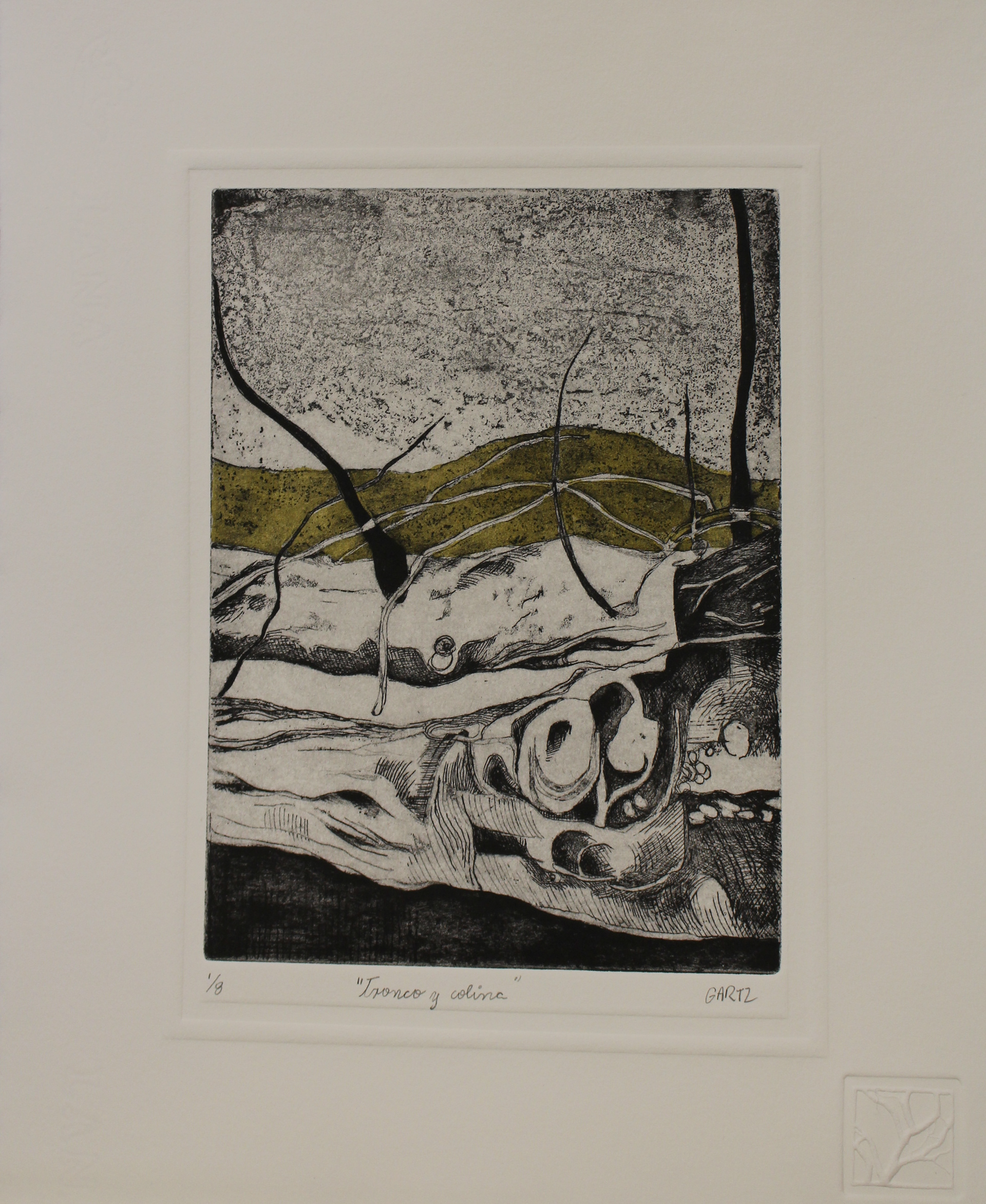 "Tronco y colina" Etching 32x26cm