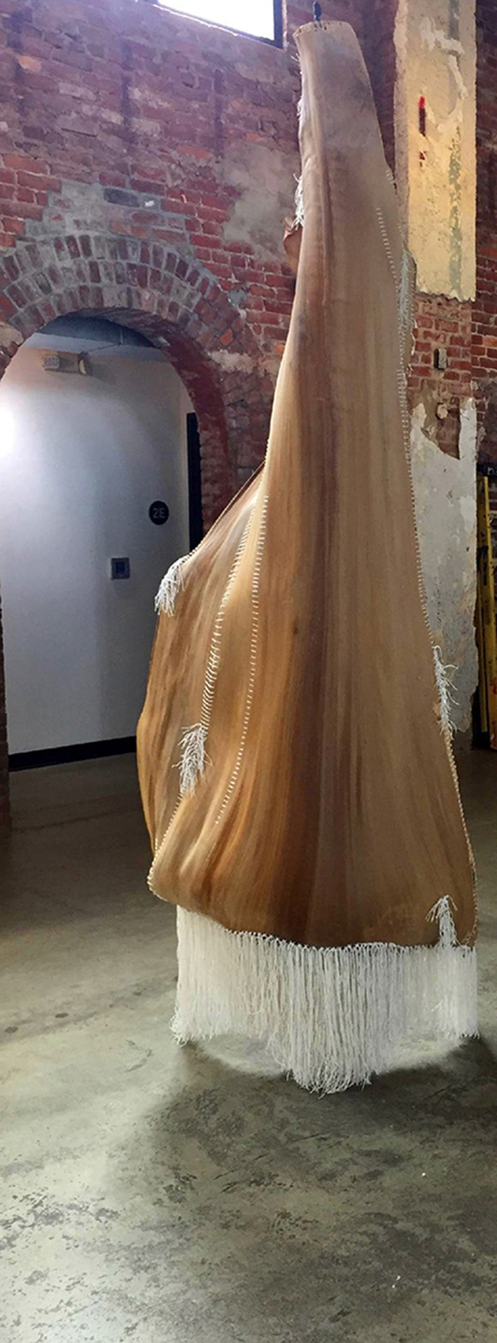 An intimate pattern of action: weaving this sable palm husk triggered a powerful identification and projection of entire body and mind. Like skin, it became forgiving, repetitive stitching became healing, reminding like step after step to keep going to clarify and make whole my self and my country.