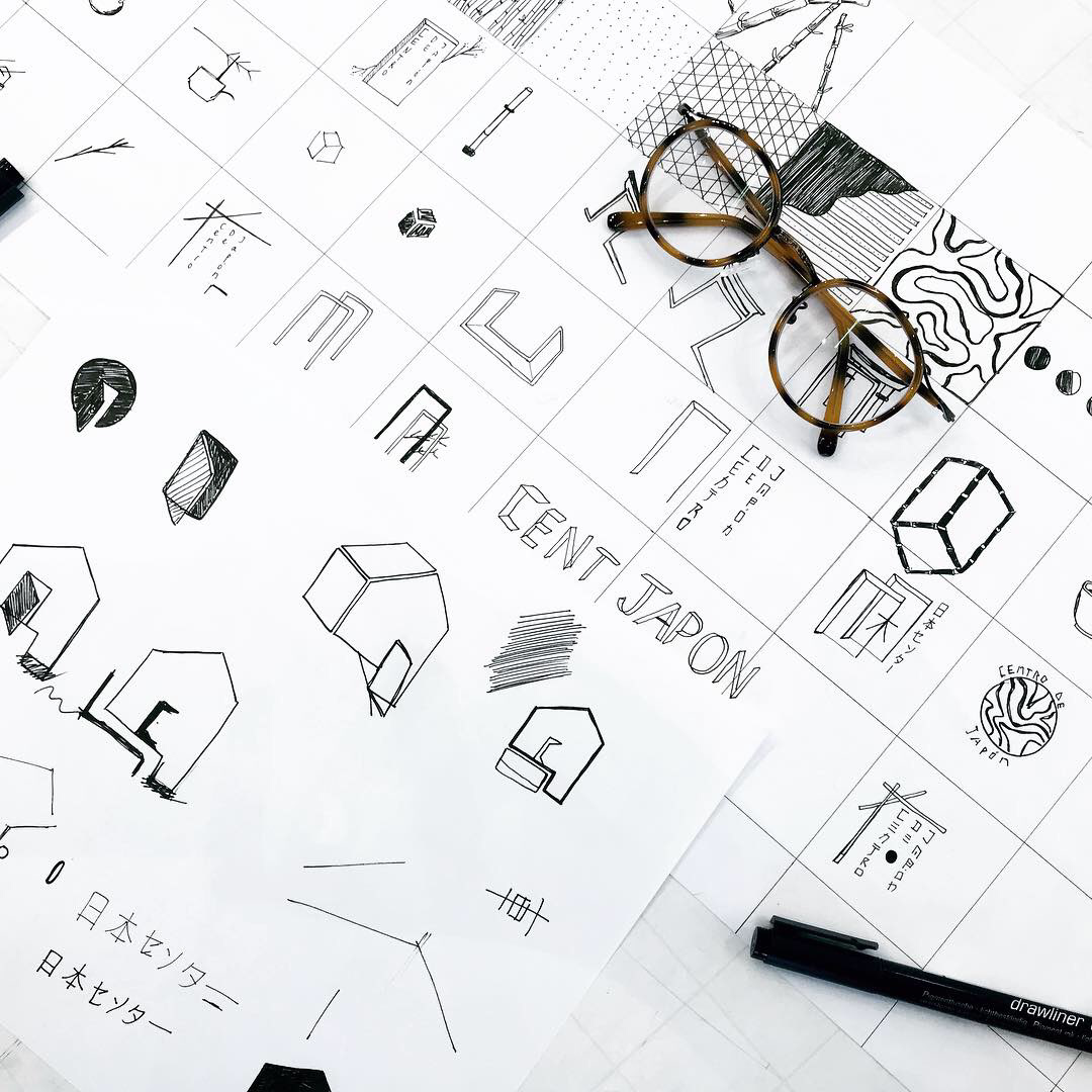 Sketches of the work in progress.
