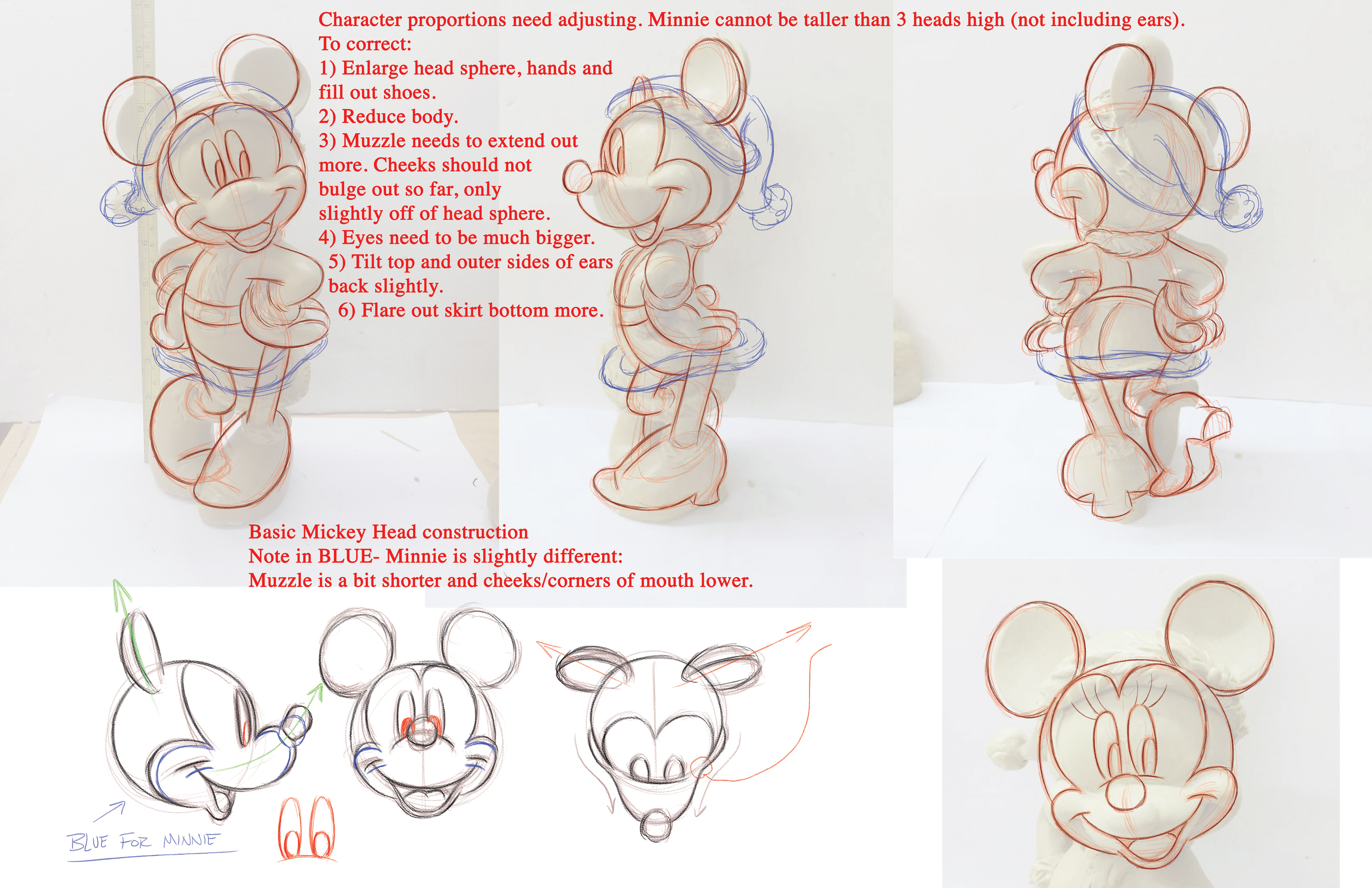 Directions during sculpt phase to get character model correct.