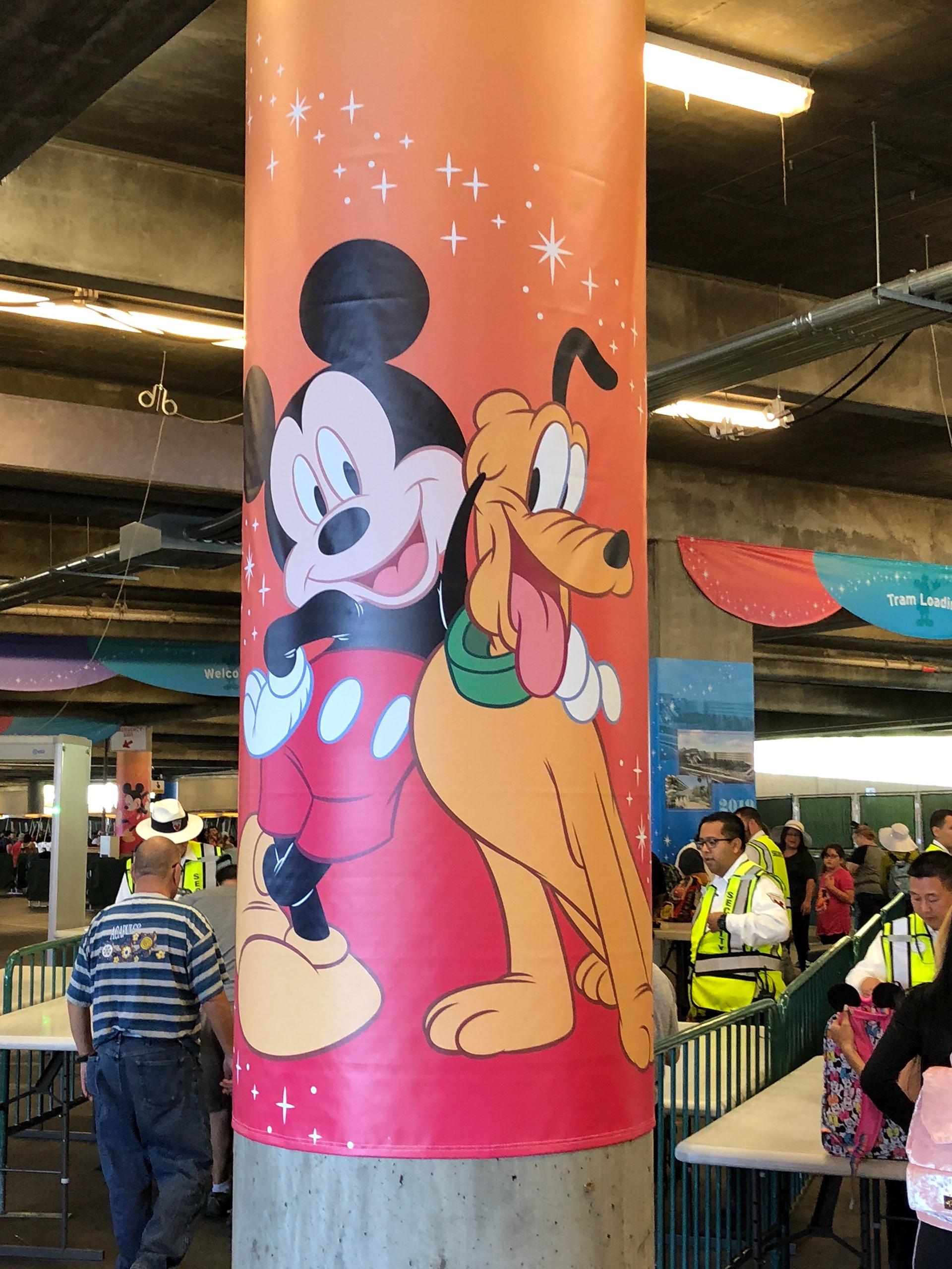 Tram boarding area banner