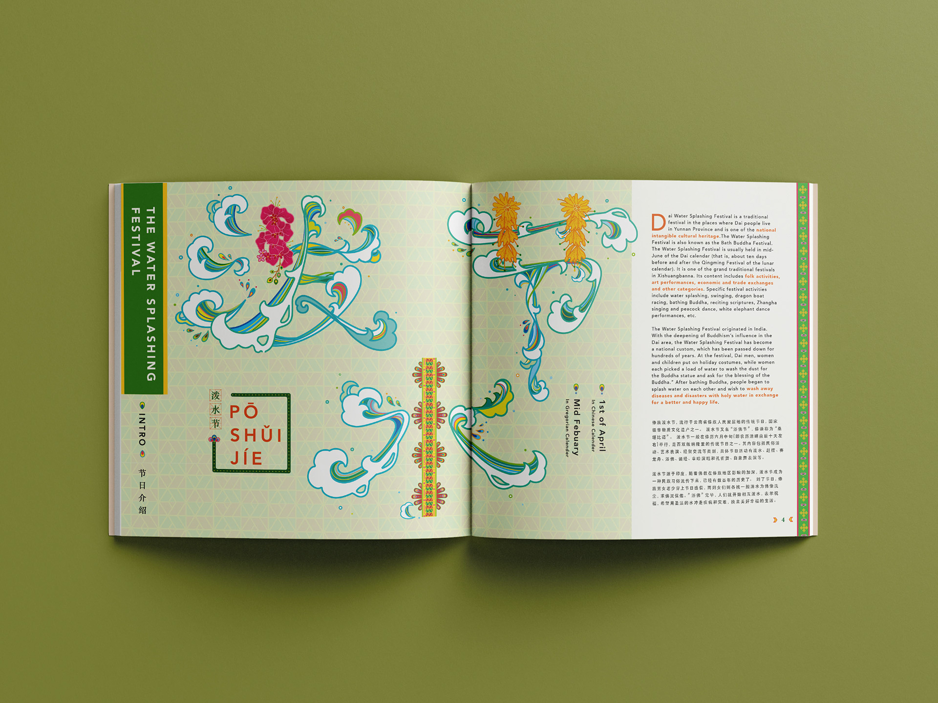 Dai Ethnic Group's The Water Splashing Festival Spread Design