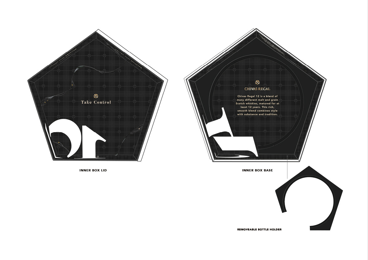 CHIVAS REGAL 12 YEARS INNER BOX’S LID AND BASE’S DESIGNS