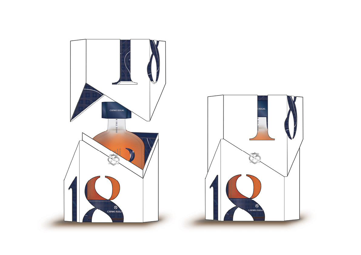CHIVAS REGAL 18 YEARS BOX AND BOTTLE’S DESIGN DISPLAY