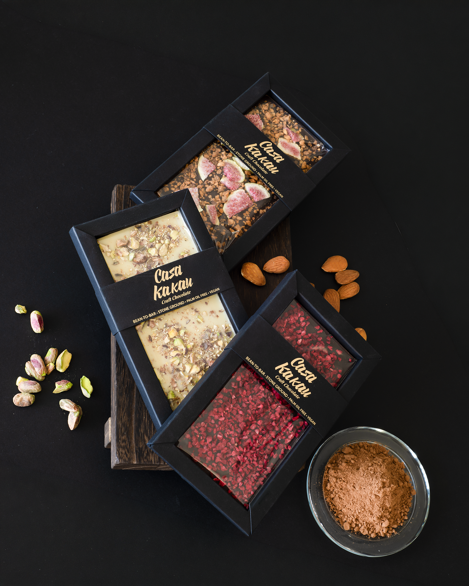 Artisan chocolate flat lay photography