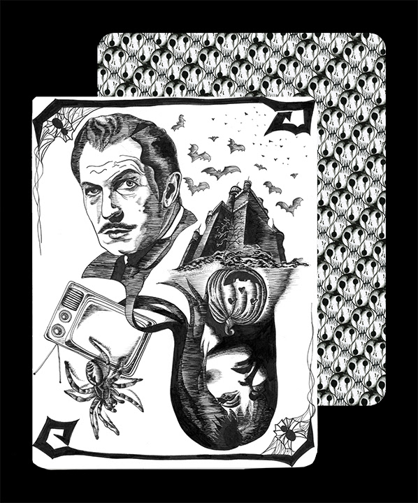 Margaret House-Valdez "Vincent Price and Elvira Playing Card"