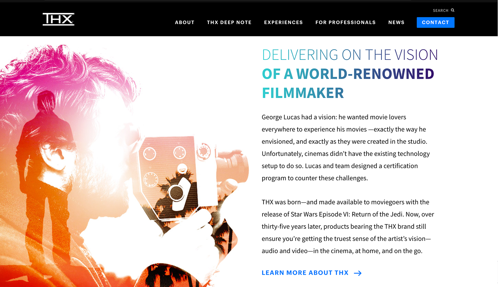 THX History Banner Section – Superimposed images and css headline treatment