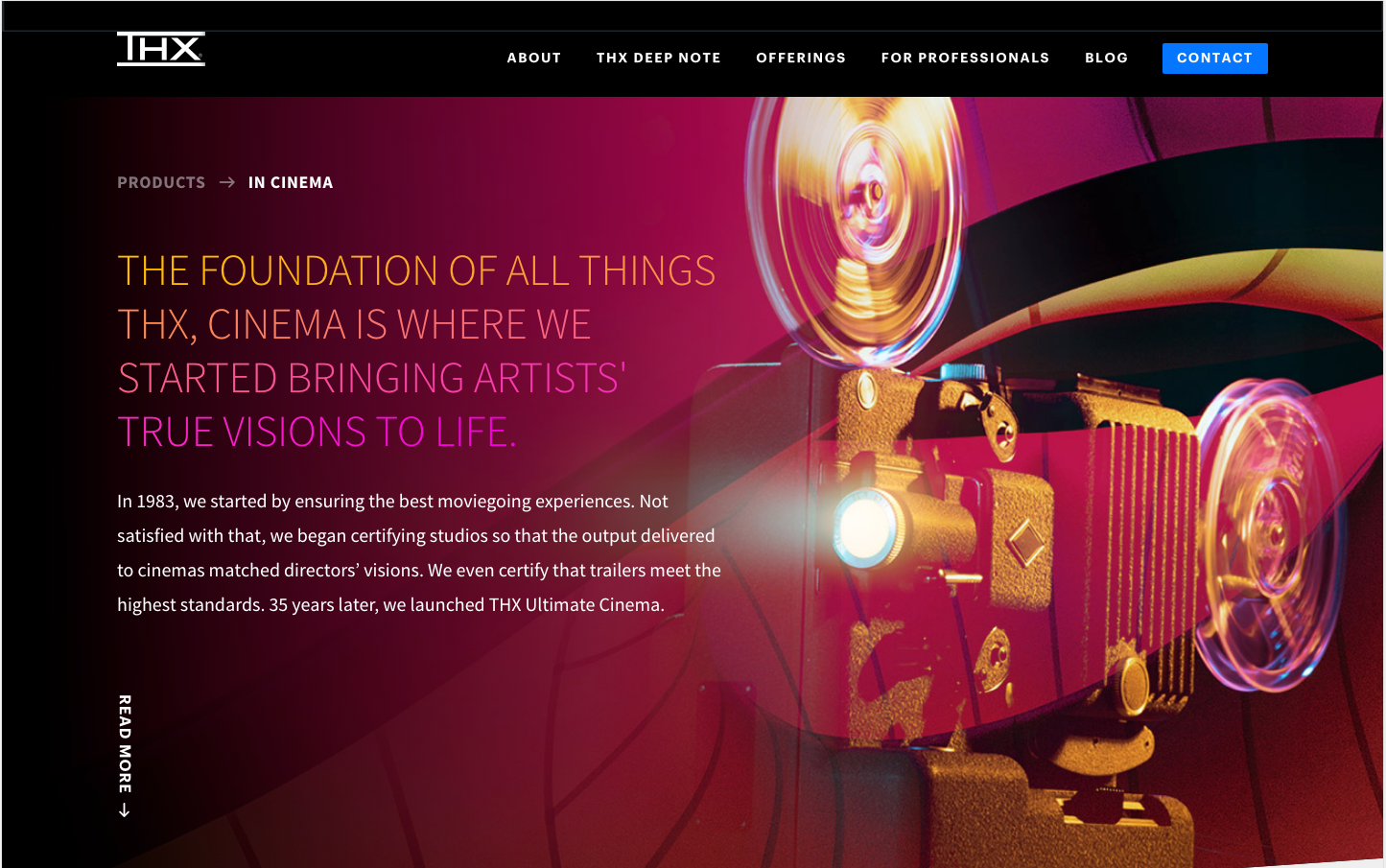 THX In Cinema Banner Section – Superimposed images and css headline treatment