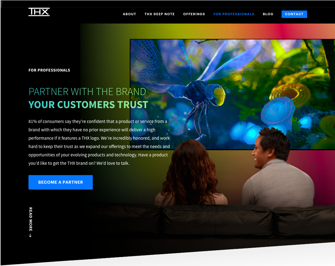 THX Professionals Banner Section – Superimposed images and css headline treatment