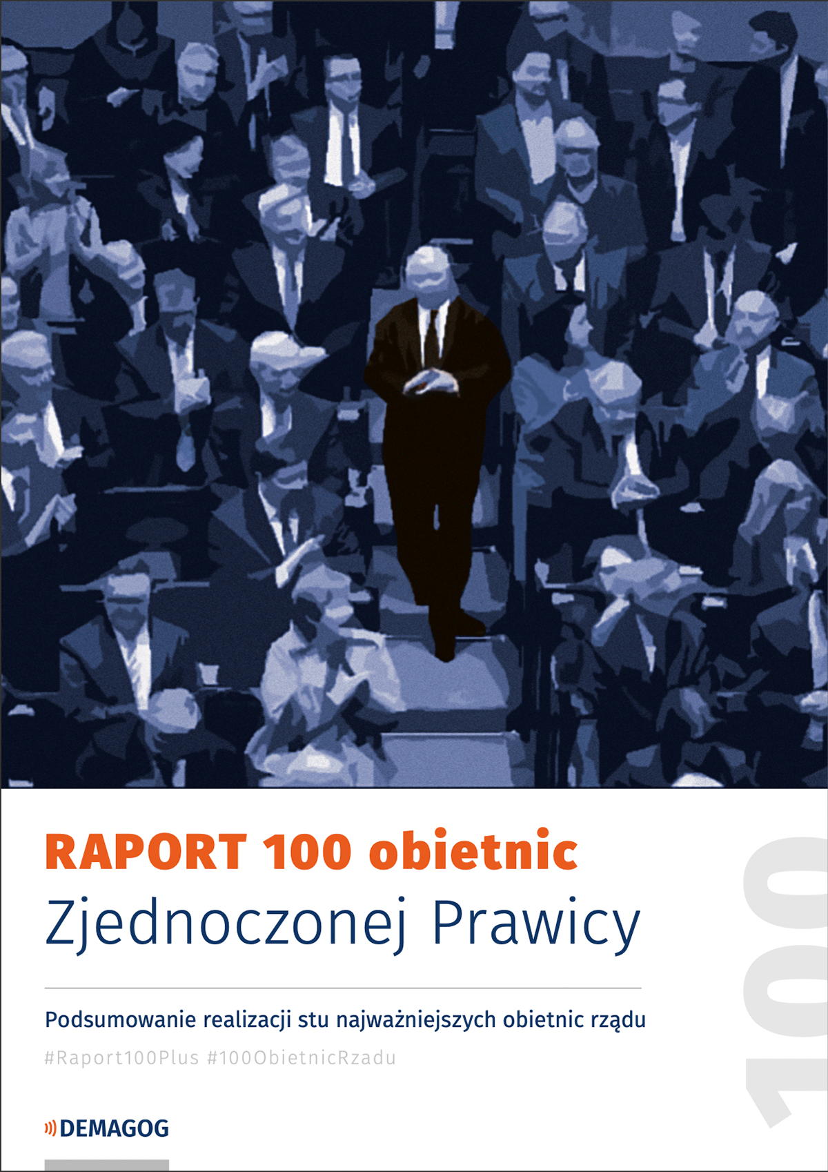 Design by Julian Konopelski. This image is the cover page of Demagog's report on Polish right wing politicians and what they've done during their rule.