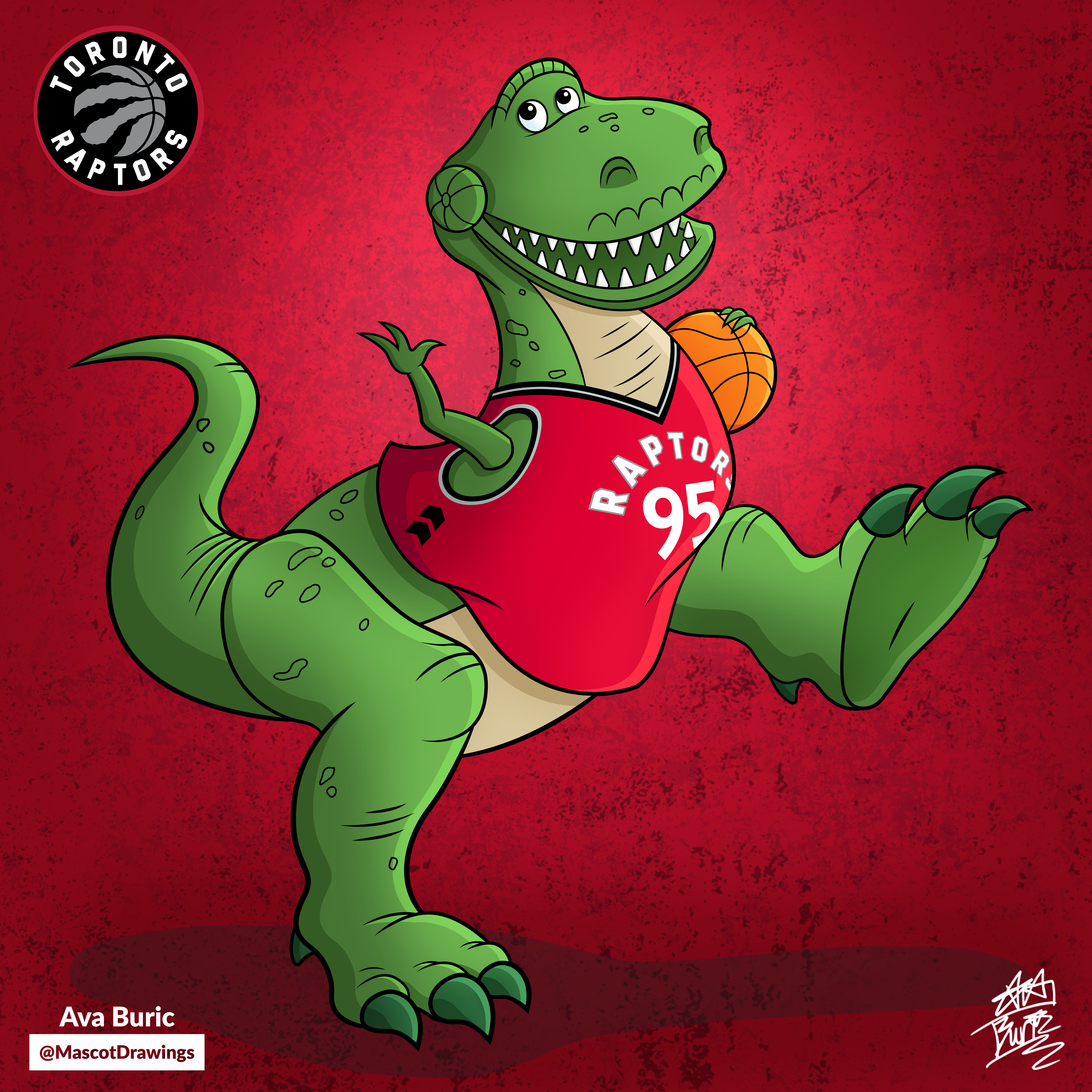 Rex from Toy Story supporting the Toronto Raptors