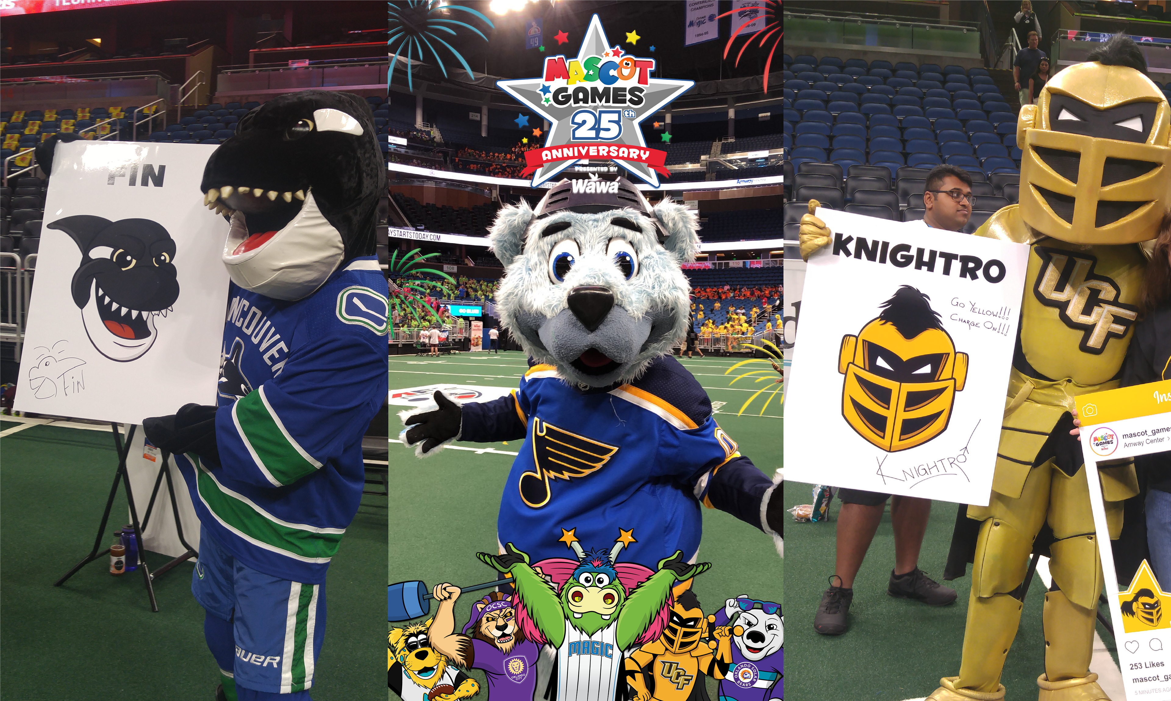 Mascot head signage and Snapchat filter