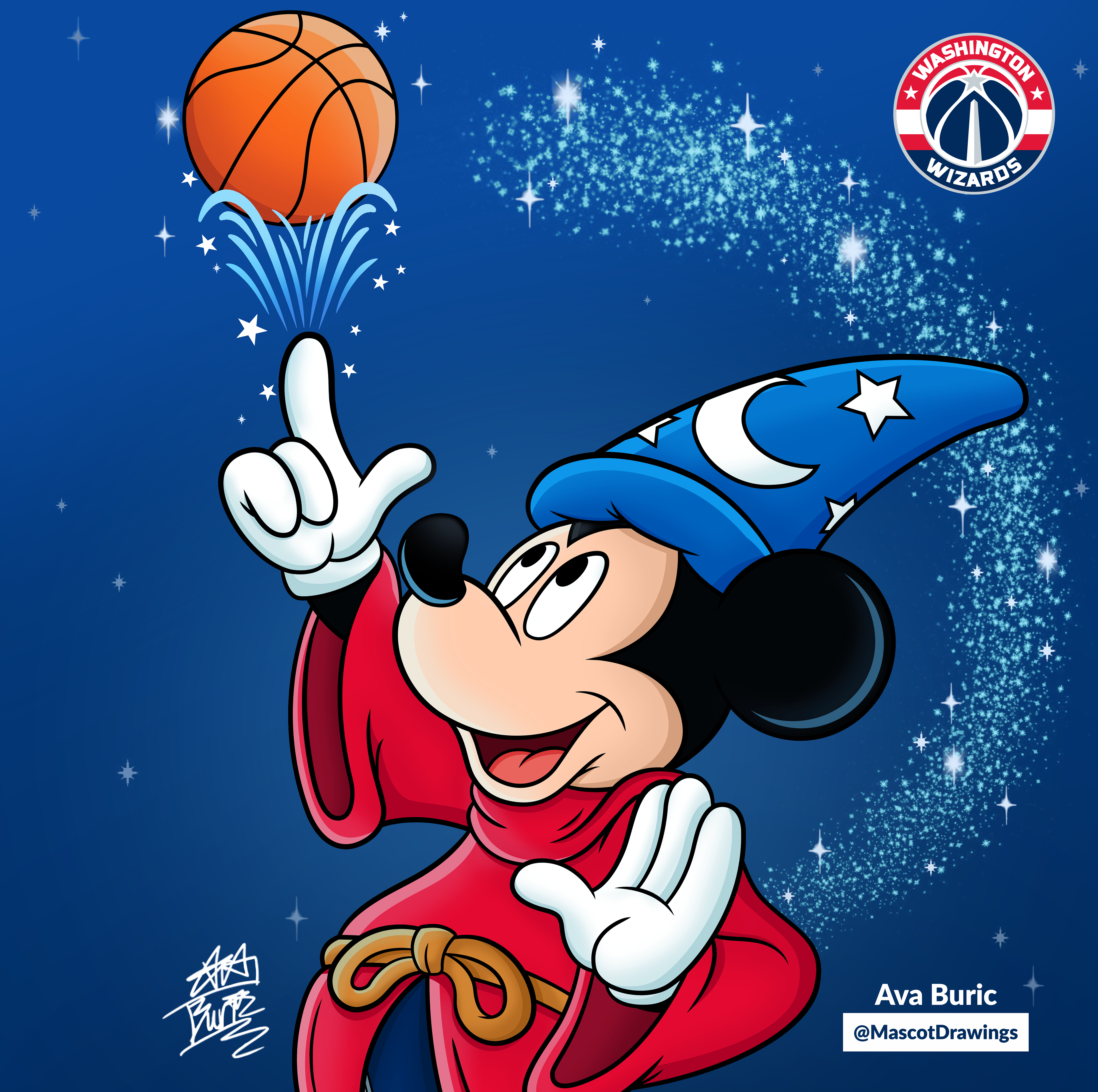 Art of Mickey Mouse (Sorcerer's Apprentice) representing the Washington Wizards