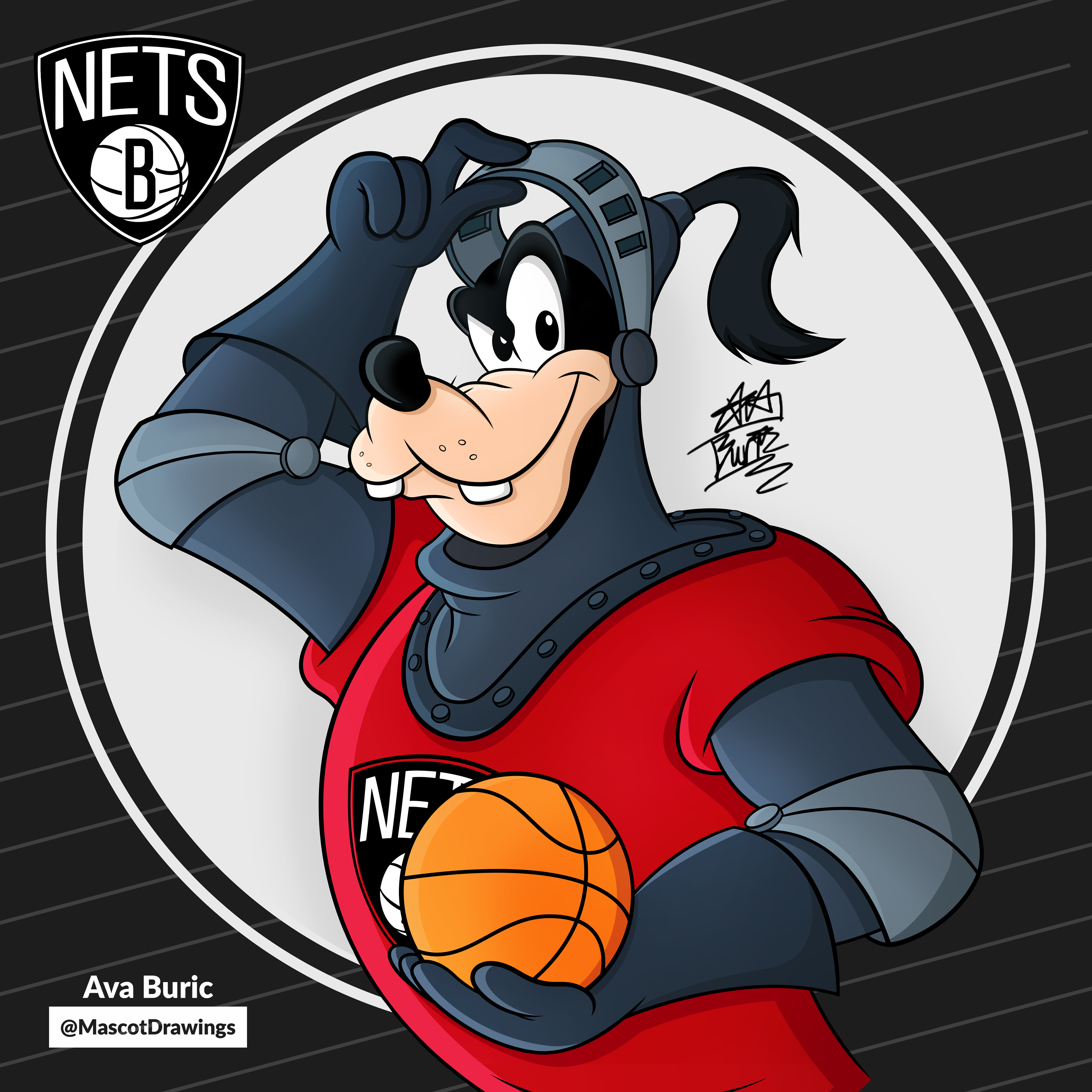 Goofy representing the Brooklyn Nets as Sir Cumference from the short A Knight For A Day