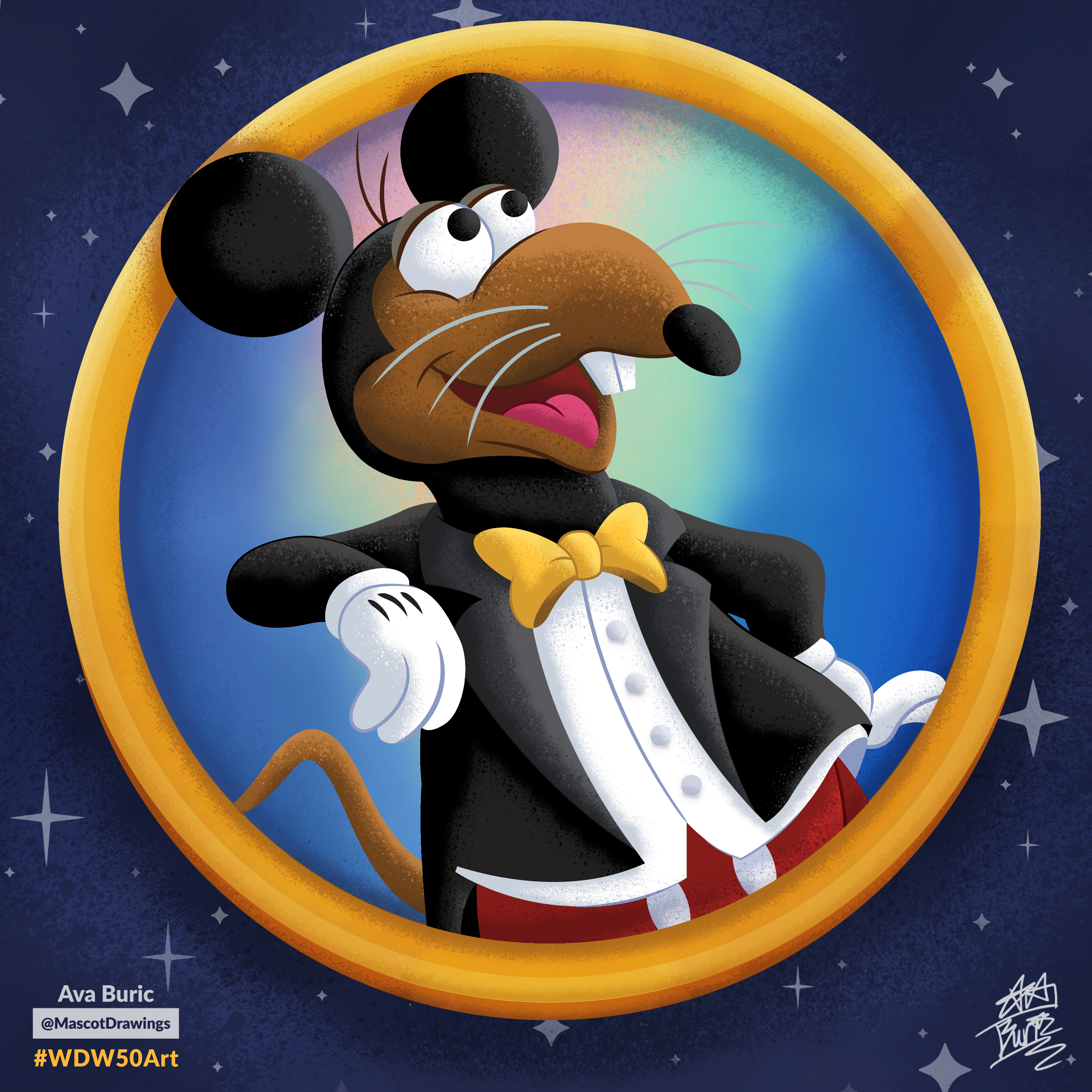 Fan art of Rizzo the Rat as Mickey Mouse from Muppet*Vision 3D