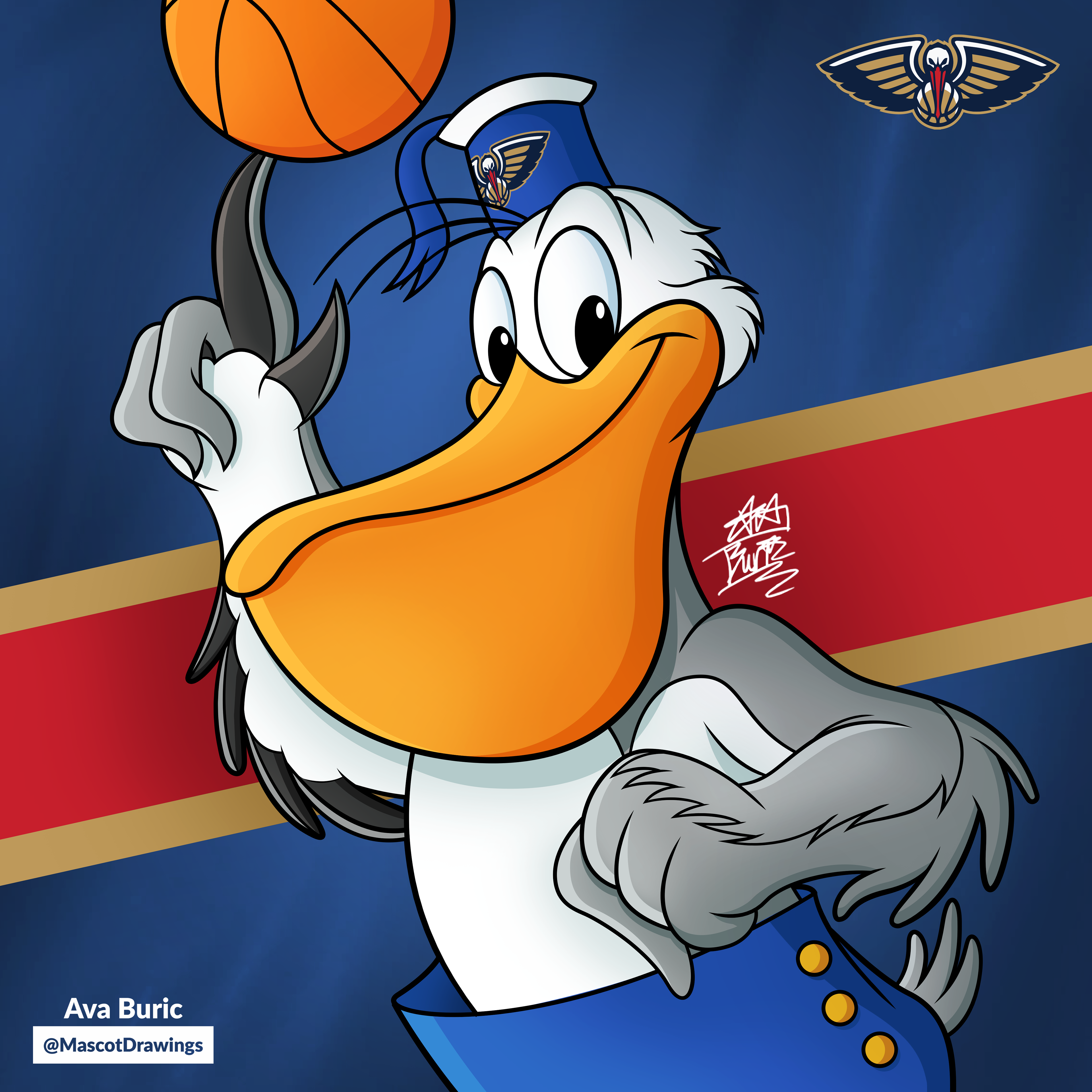 Monte of the short The Pelican and the Snipe representing the New Orleans Pelicans