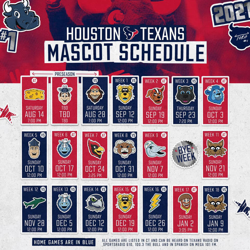 2021 Mascot Schedule