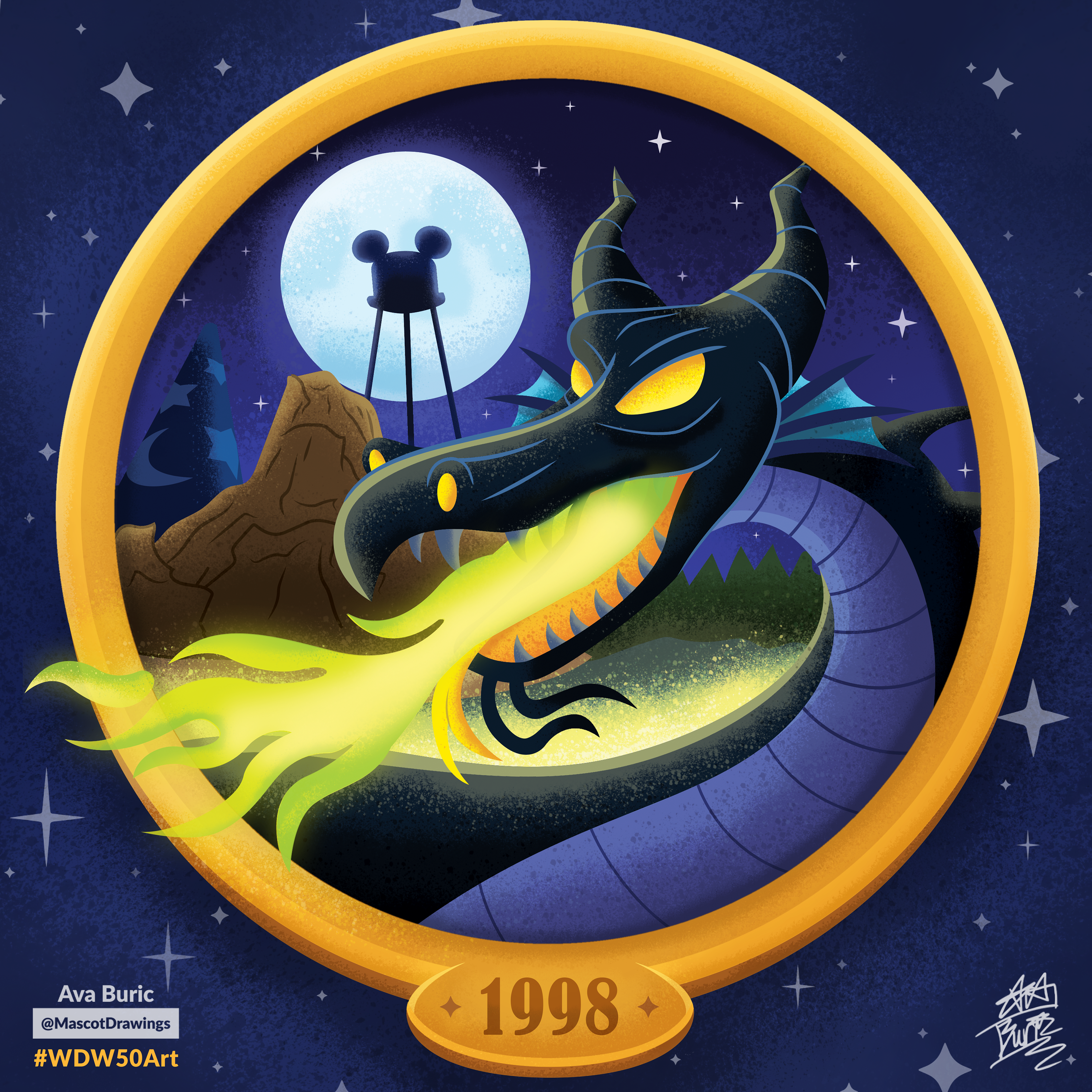 Art of Maleficent in Hollywood Studios' "Fantasmic!"