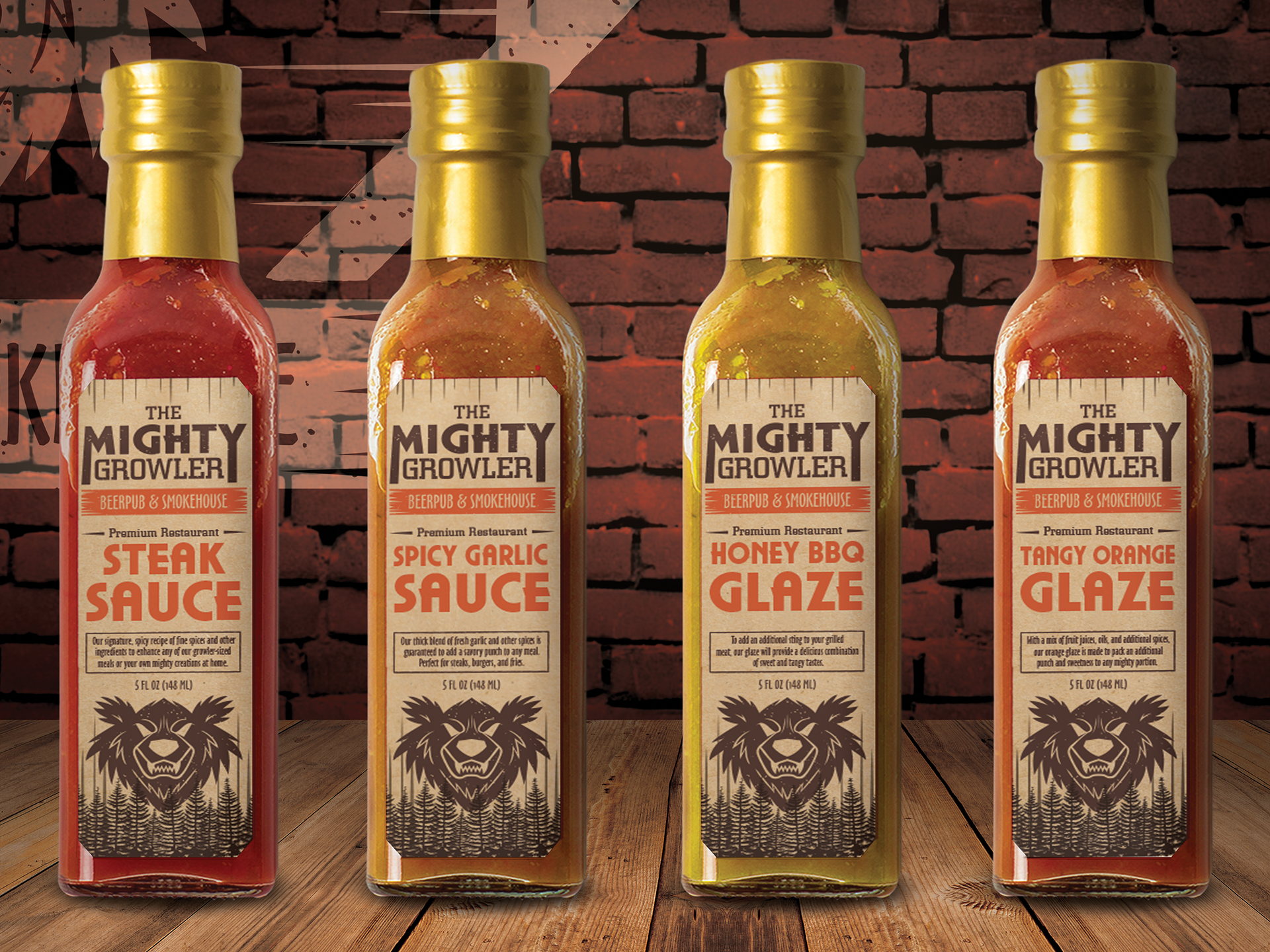 Custom in-restaurant sauce bottle designs