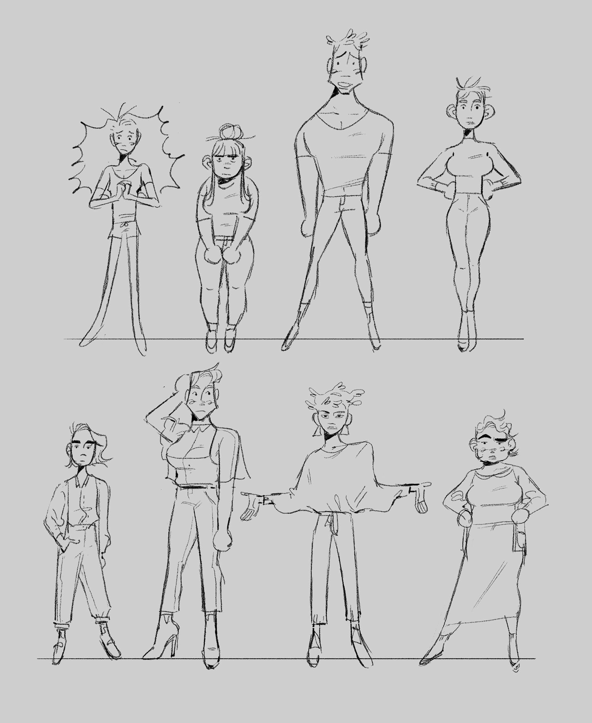 Base hero sketches for class