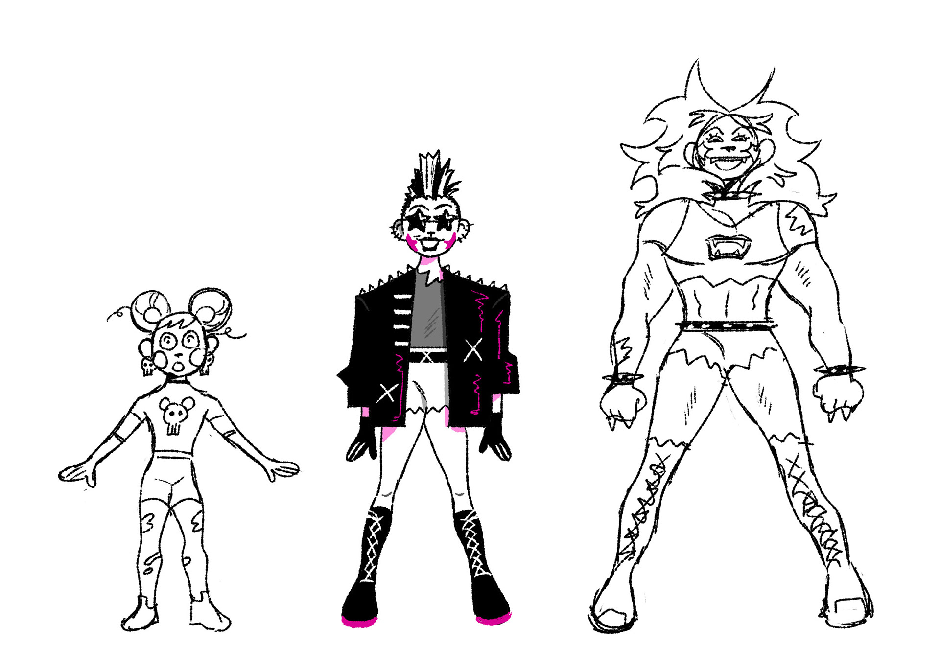 Animal tamer clown sketches for mobile game