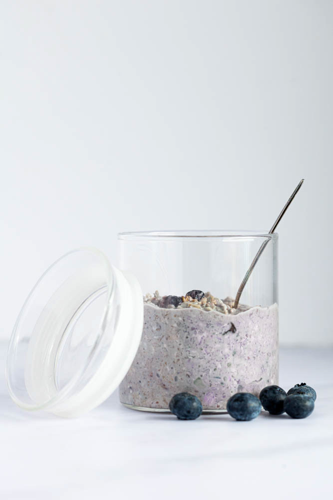 Product photography - overnight oatmeal, blueberry