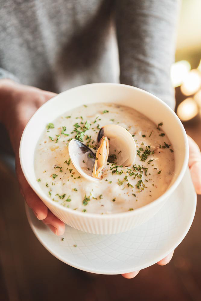 Toronto food photography - cream clam chowder