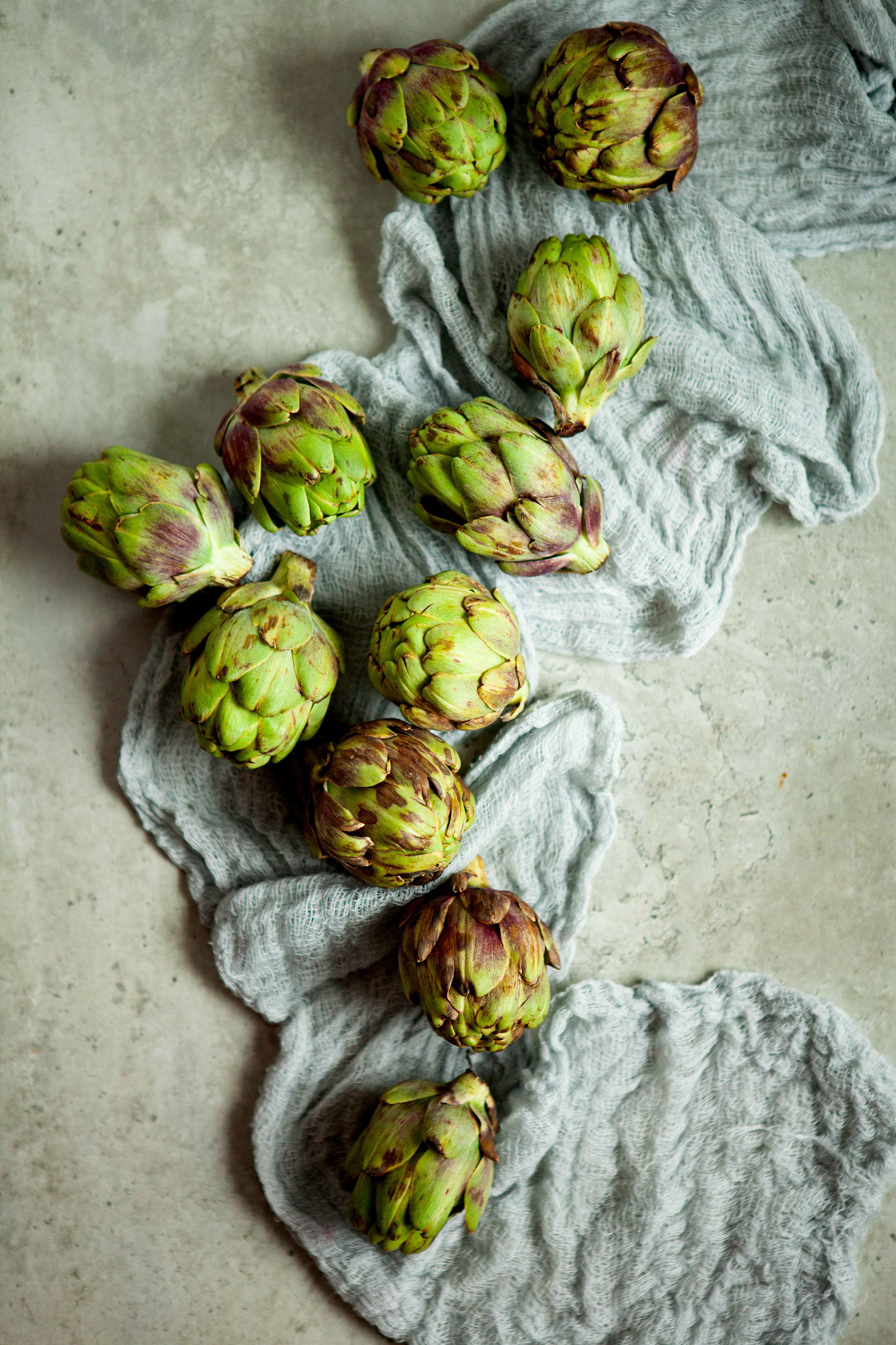 Still Life Food Photography - Scattered Artichokes