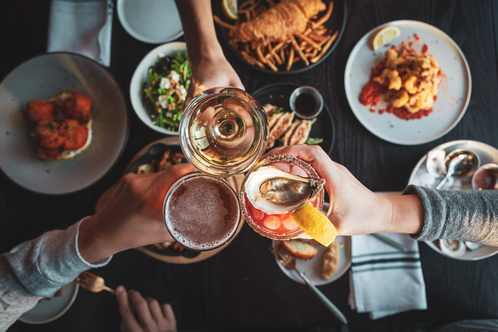 Social media food photography - cheers shot