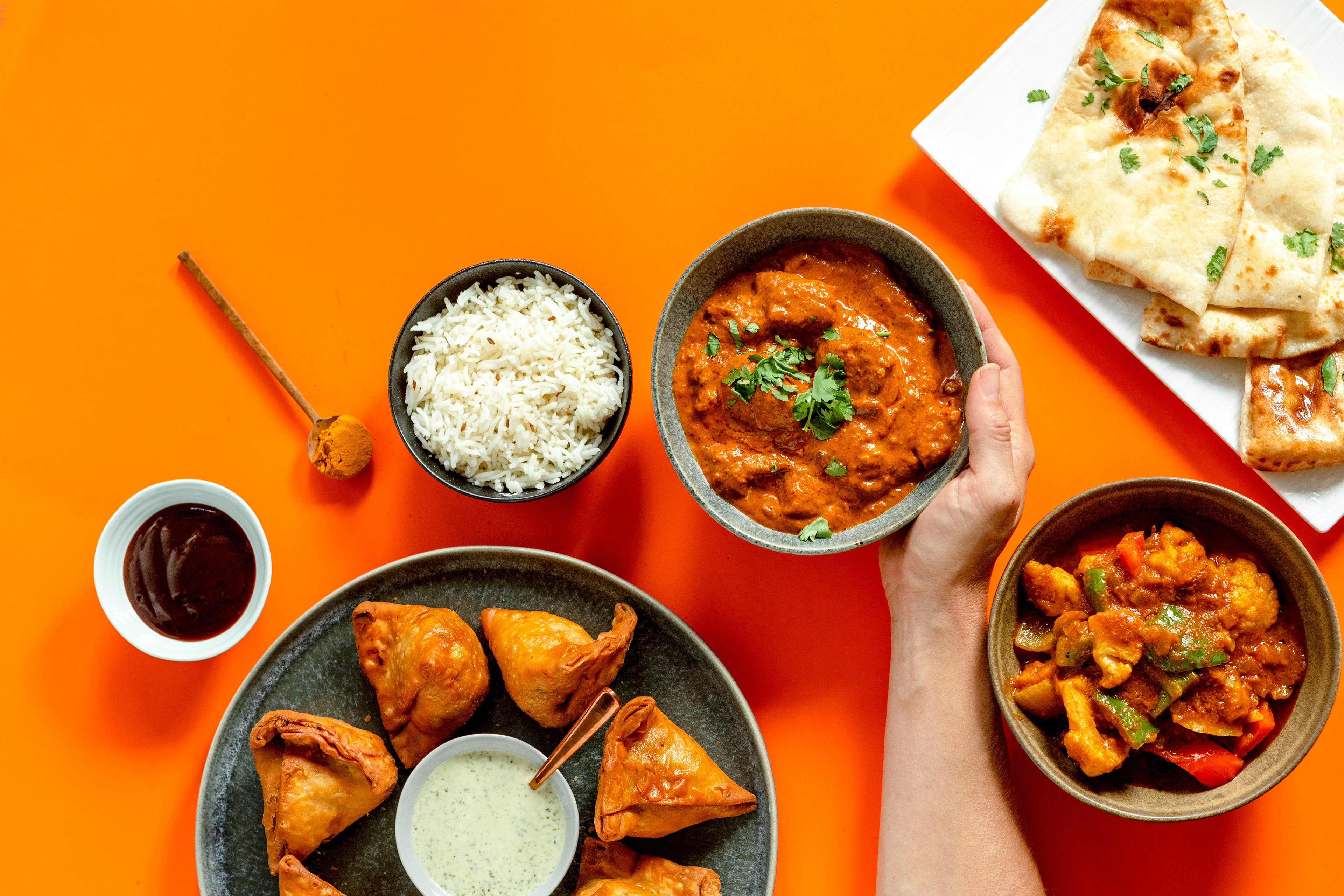Social media food photography - assortment of Indian dishes